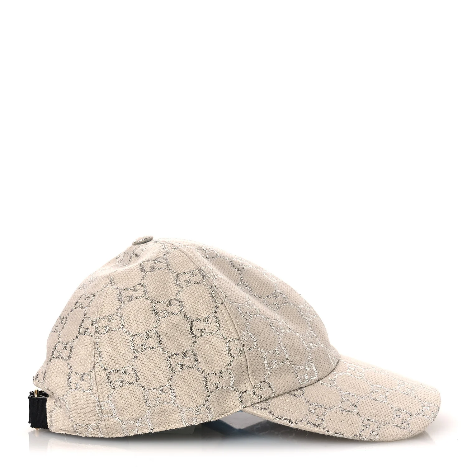 Canvas Lame GG Monogram Rush Baseball Hat M Gardenia Silver - Image 4
