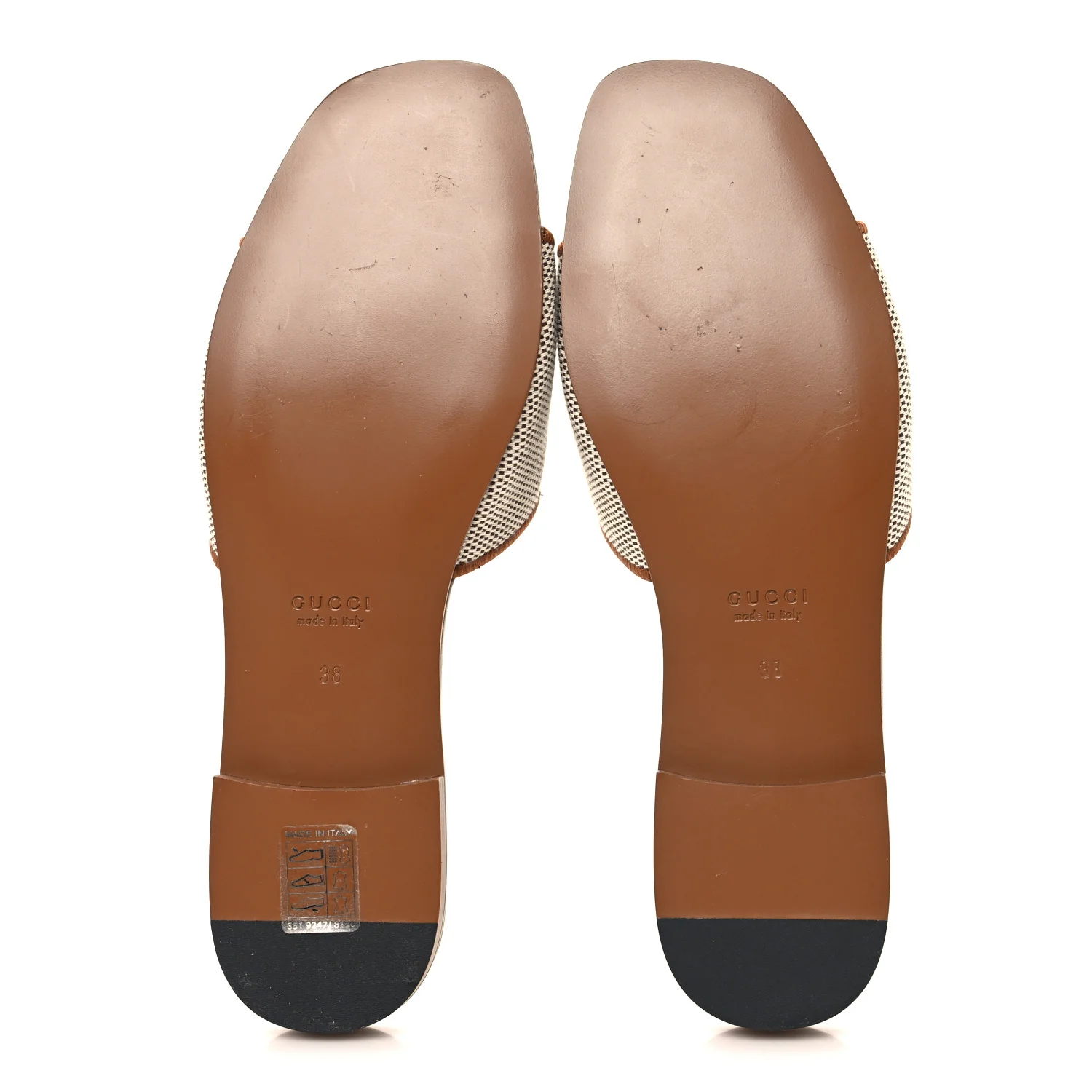 Canvas Rice Cosmos Softy Calfskin Interlocking G Cut Out Slide Sandals 38 Brown Natural Sundial - Image 6