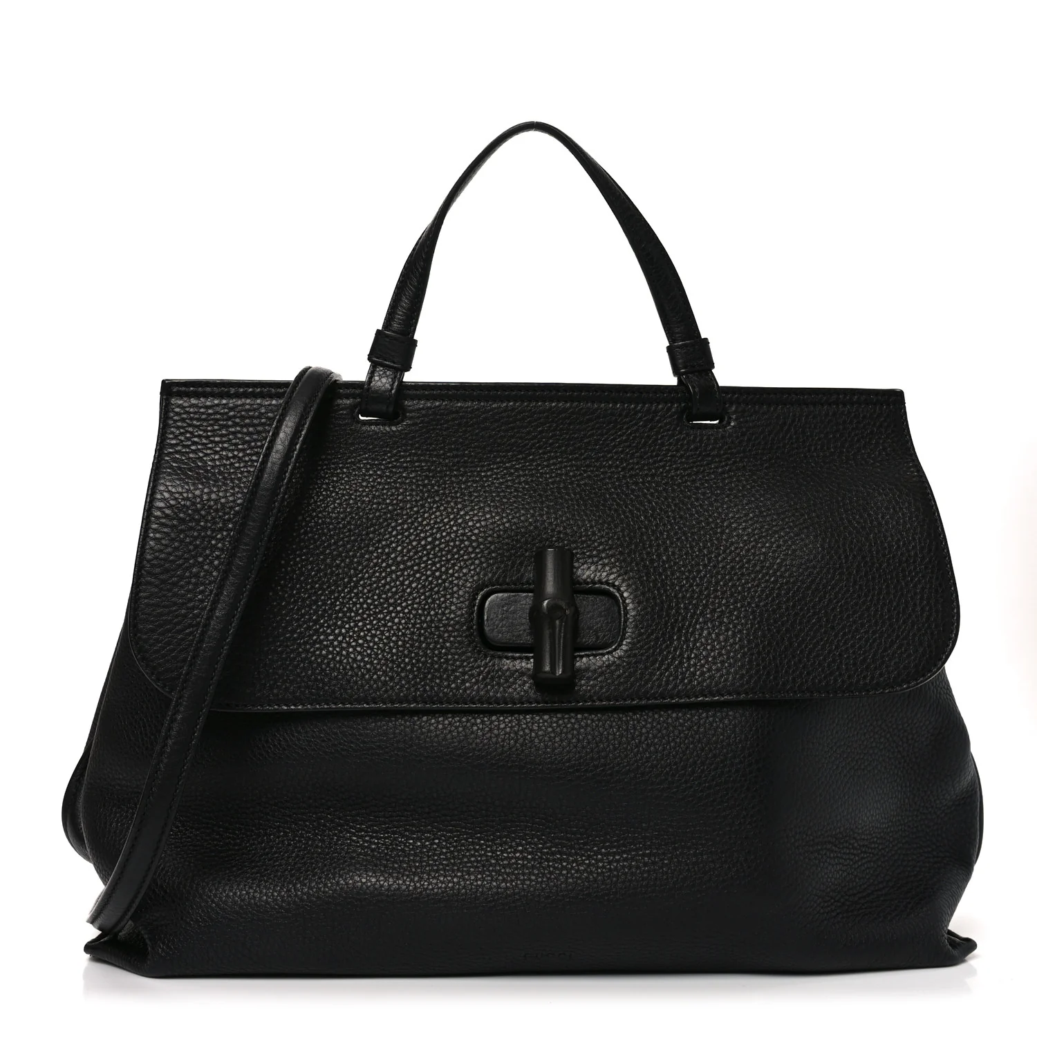 Cellarius Calfskin Large Bamboo Daily Top Handle Bag Black