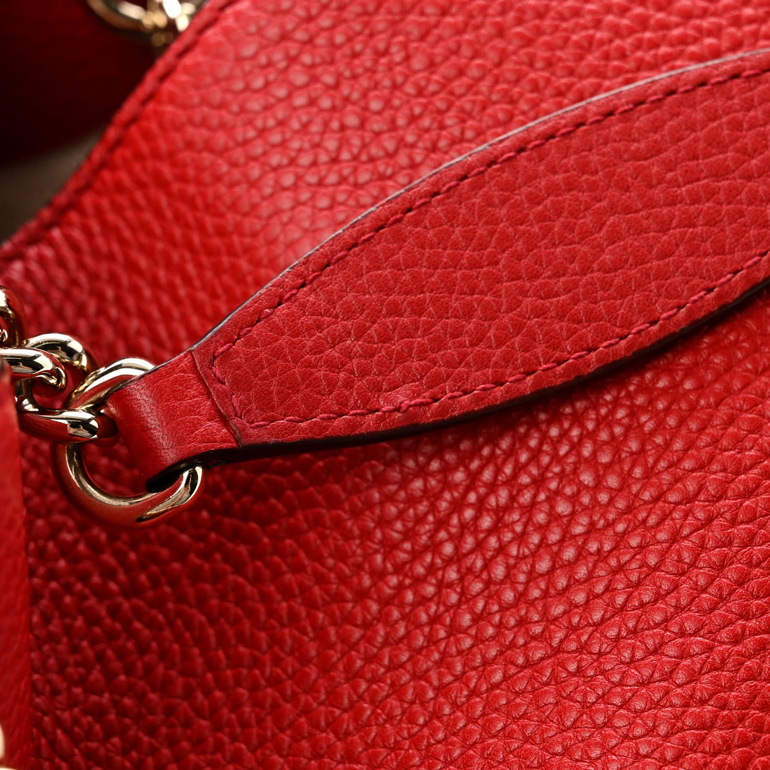 Cellarius Calfskin Medium Soho Chain Shoulder Bag Vibrant Red - Image 13