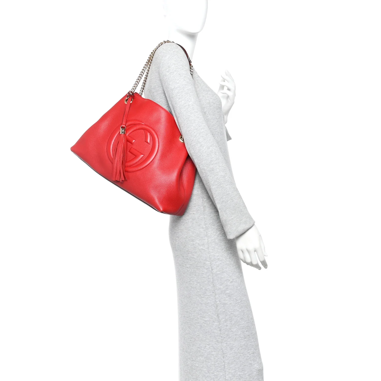Cellarius Calfskin Medium Soho Chain Shoulder Bag Vibrant Red - Image 2