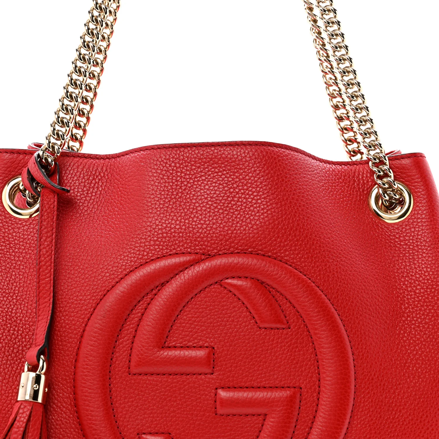 Cellarius Calfskin Medium Soho Chain Shoulder Bag Vibrant Red - Image 8