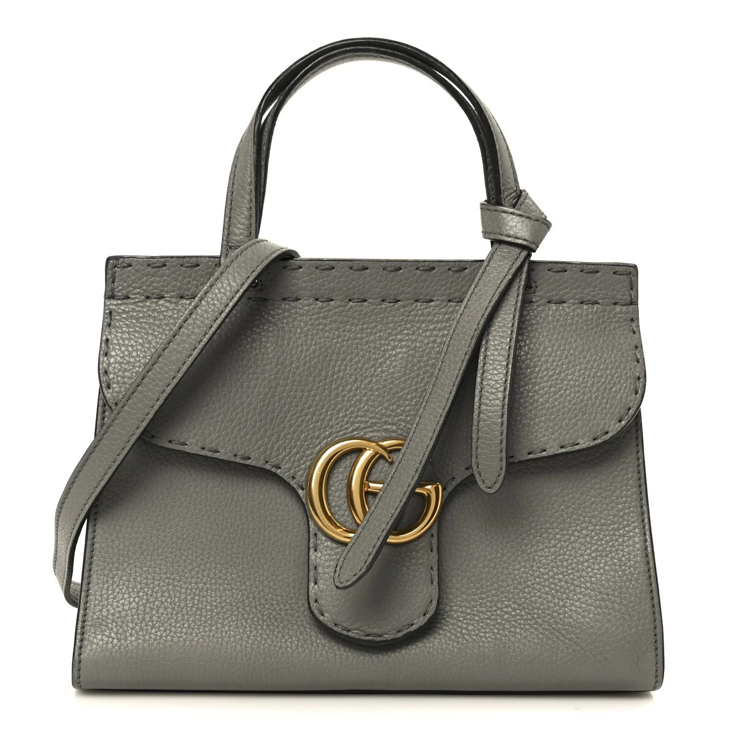 Cellarius Calfskin Mini GG Marmont Top Handle Bag Deep Grey