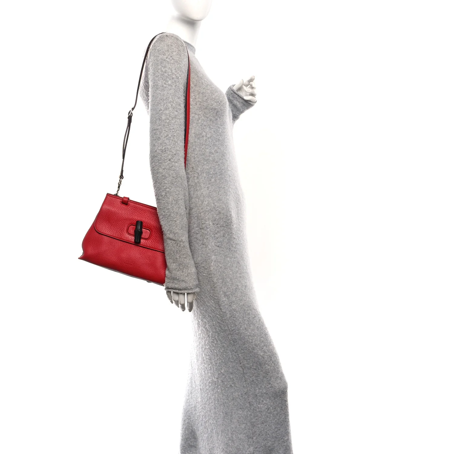 Cellarius Calfskin Small Bamboo Daily Top Handle Bag Hibiscus Red - Image 2