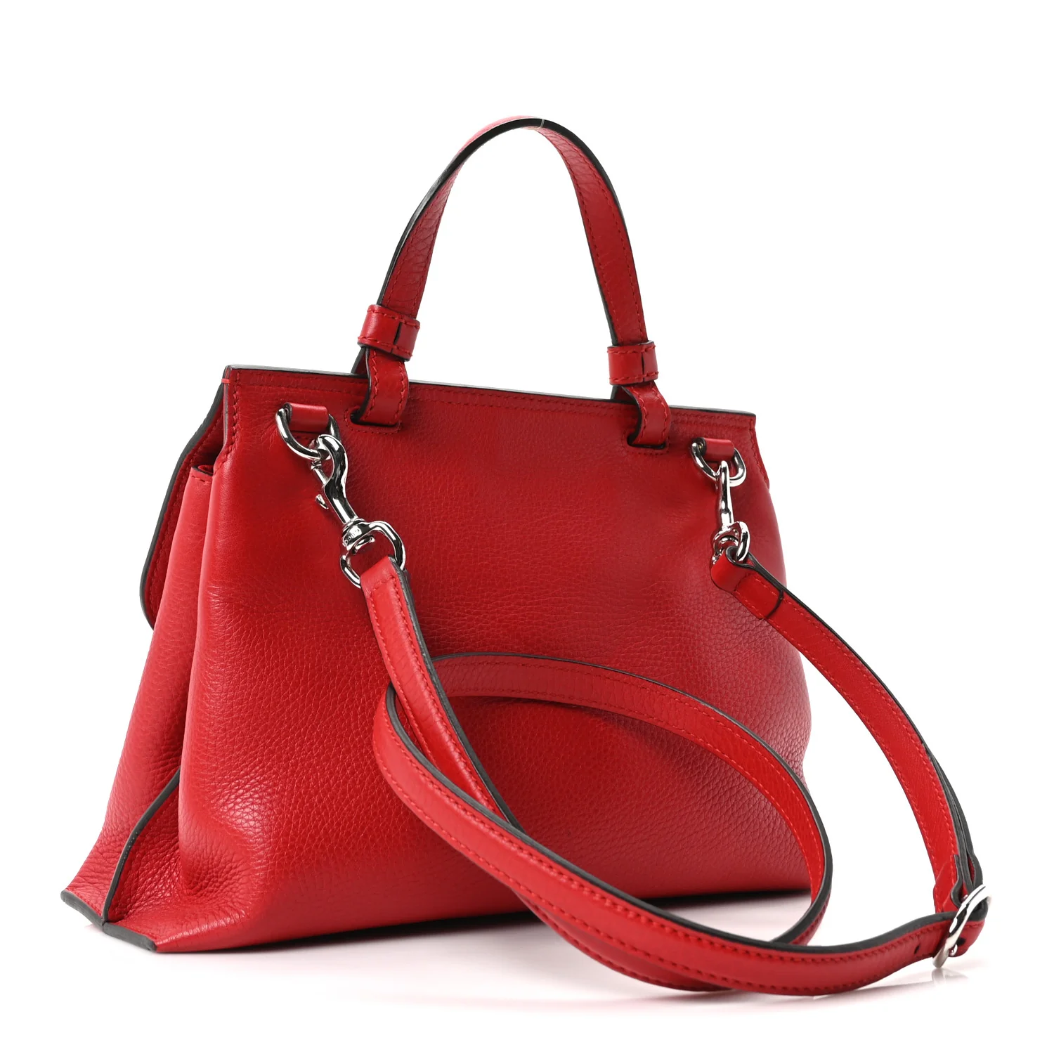 Cellarius Calfskin Small Bamboo Daily Top Handle Bag Hibiscus Red - Image 3