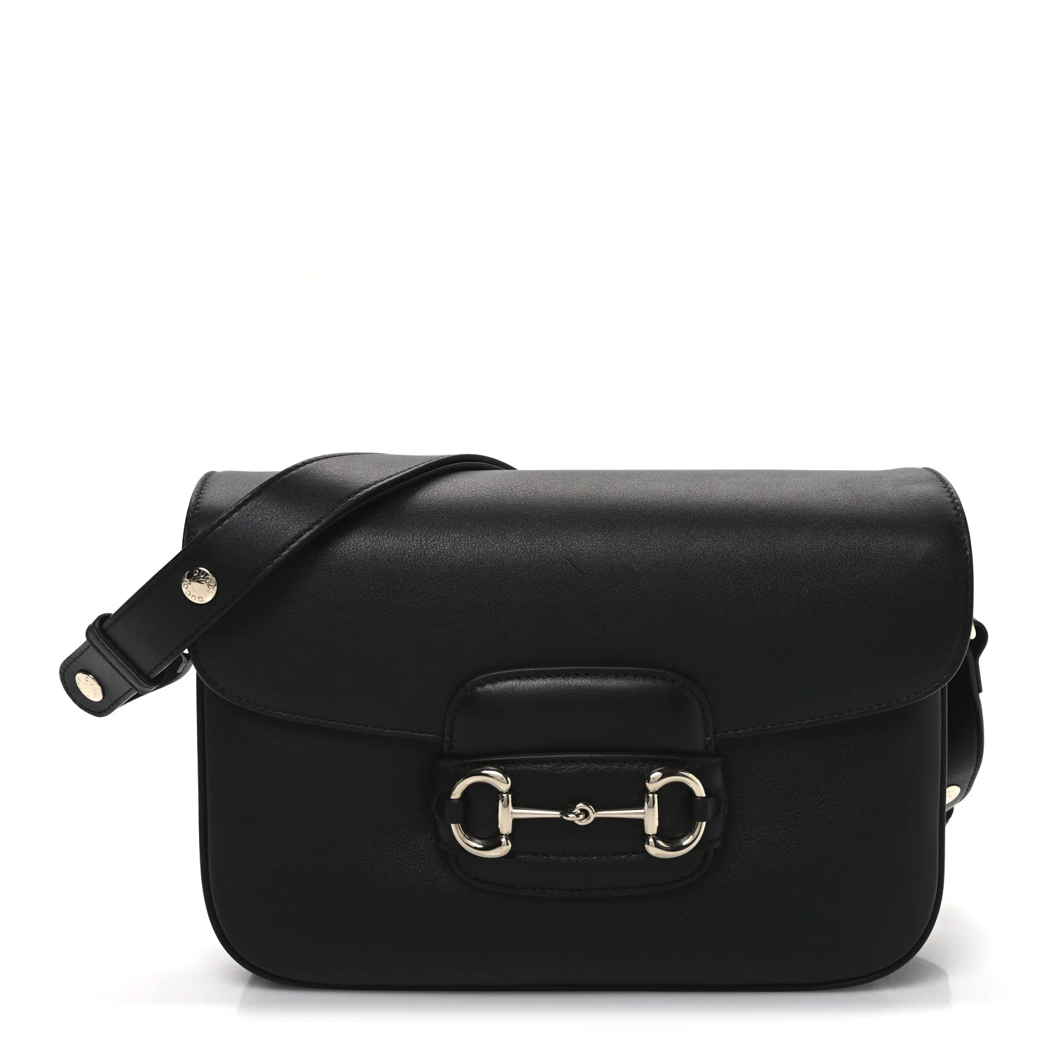 Ciny Lux Calfskin Horsebit 1955 Soft Small Shoulder Bag Black