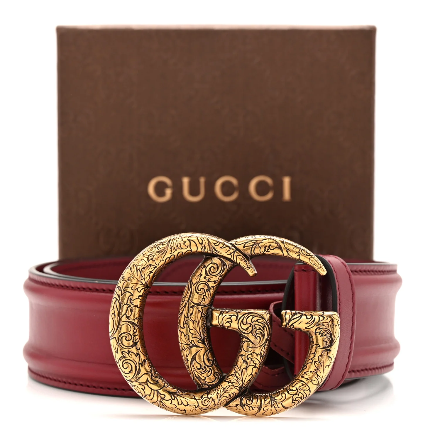 Ciny Lux Calfskin Patterned Double G 40mm Belt 85 34 Rubicund - Image 5