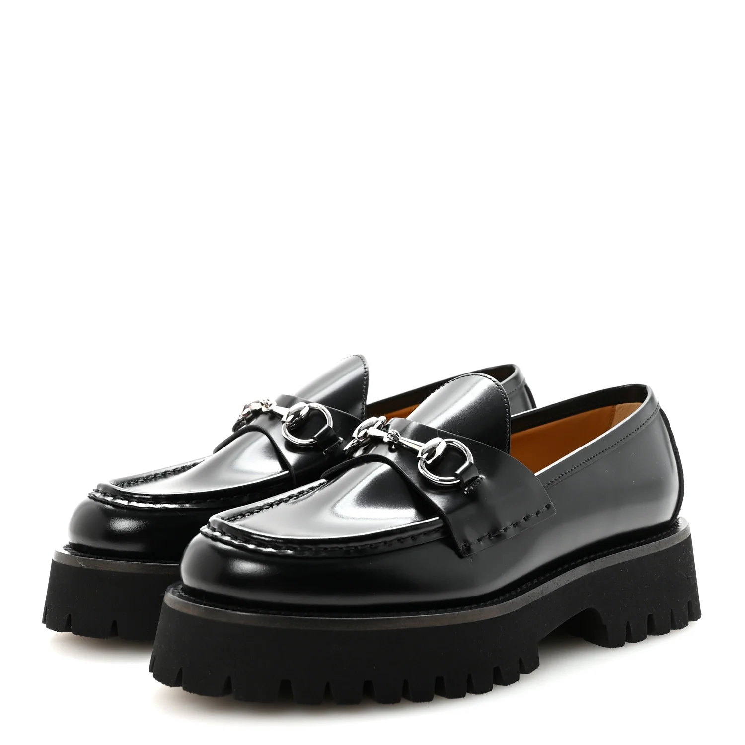 Cordovan Lux Womens Horsebit 45mm Platform Loafers 37 Black - Image 4