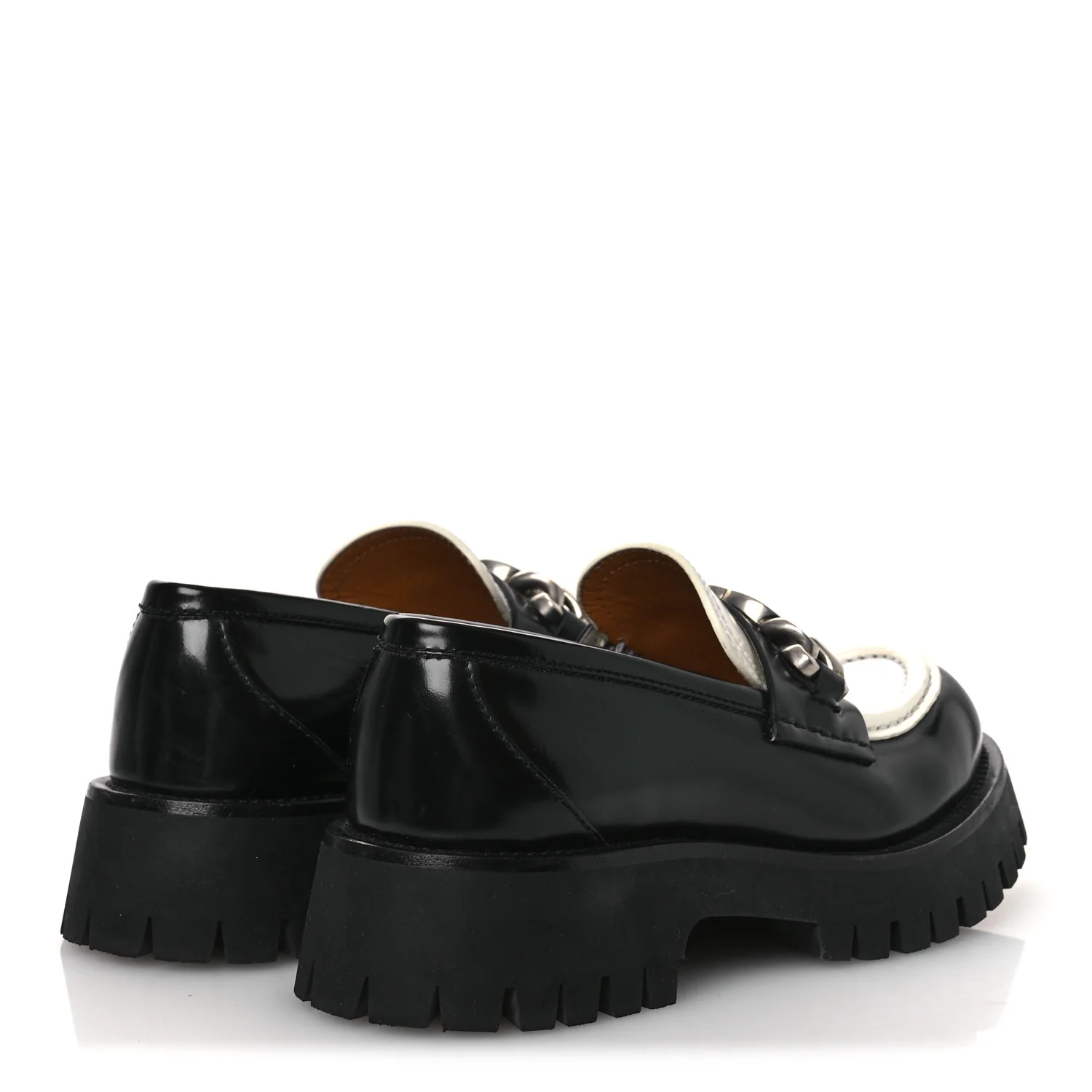 Cordovan Lux Womens Interlocking G Platform Lug Sole Loafers 36 Black Off White - Image 5