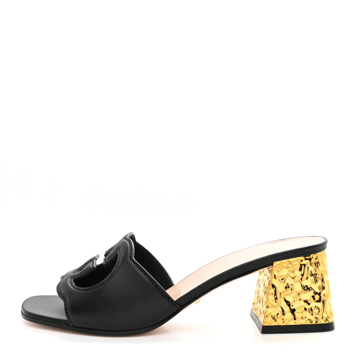 Cosmos Softy Calfskin Interlocking G Cut Out 55mm Slide Sandals 39 Black