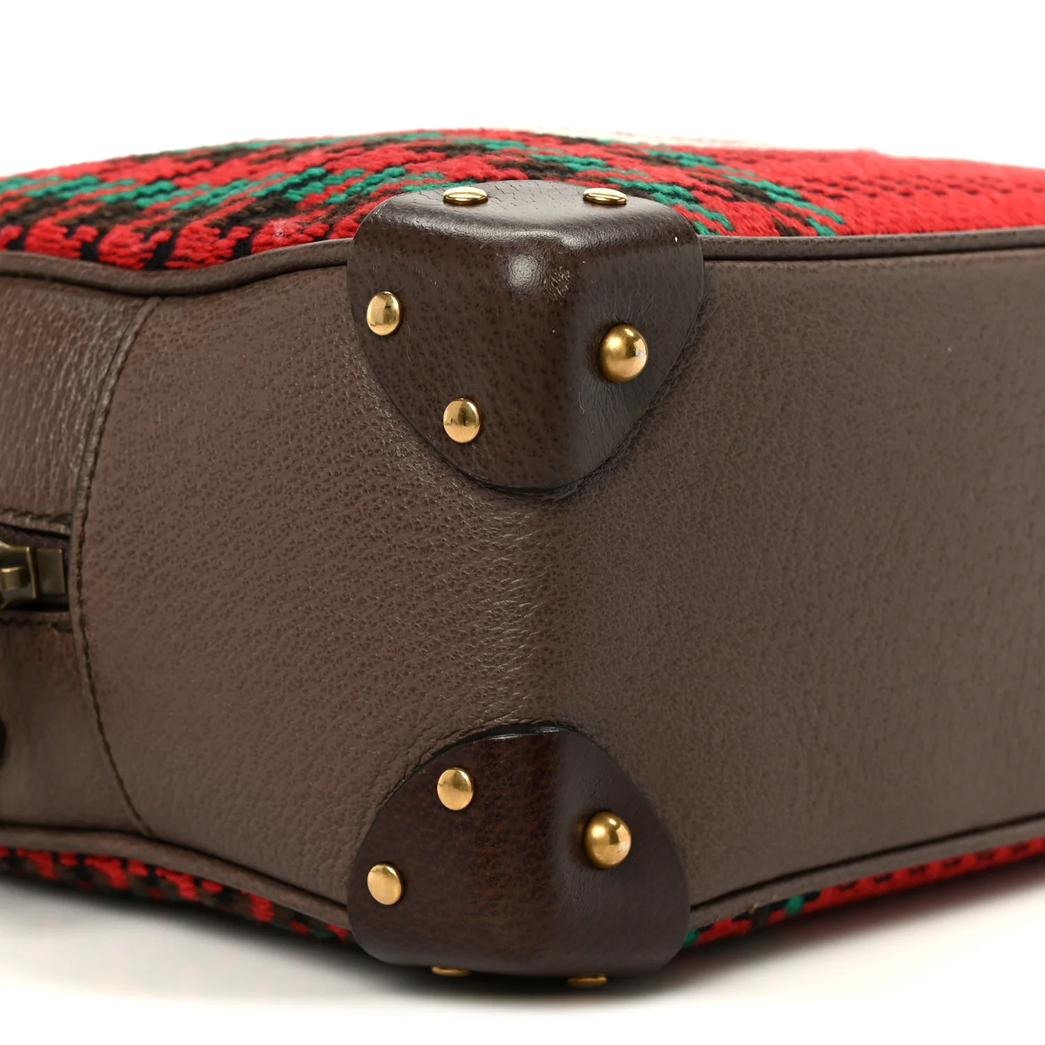 Cotton Wool Textured Calfskin Houndstooth Woven Square Messenger Bag Red Green Ivory Multicolor New Acero - Image 8