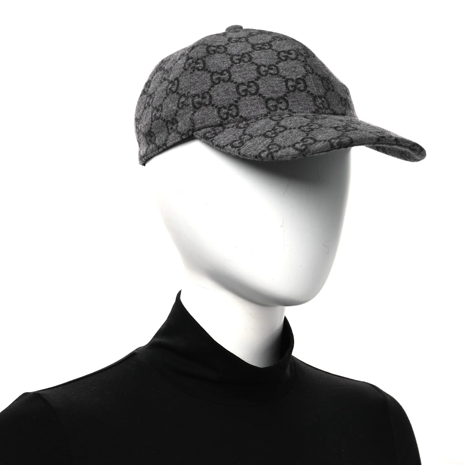 Covered Wool GG Monogram Baseball Hat L Grey Dark Grey Black - Image 2