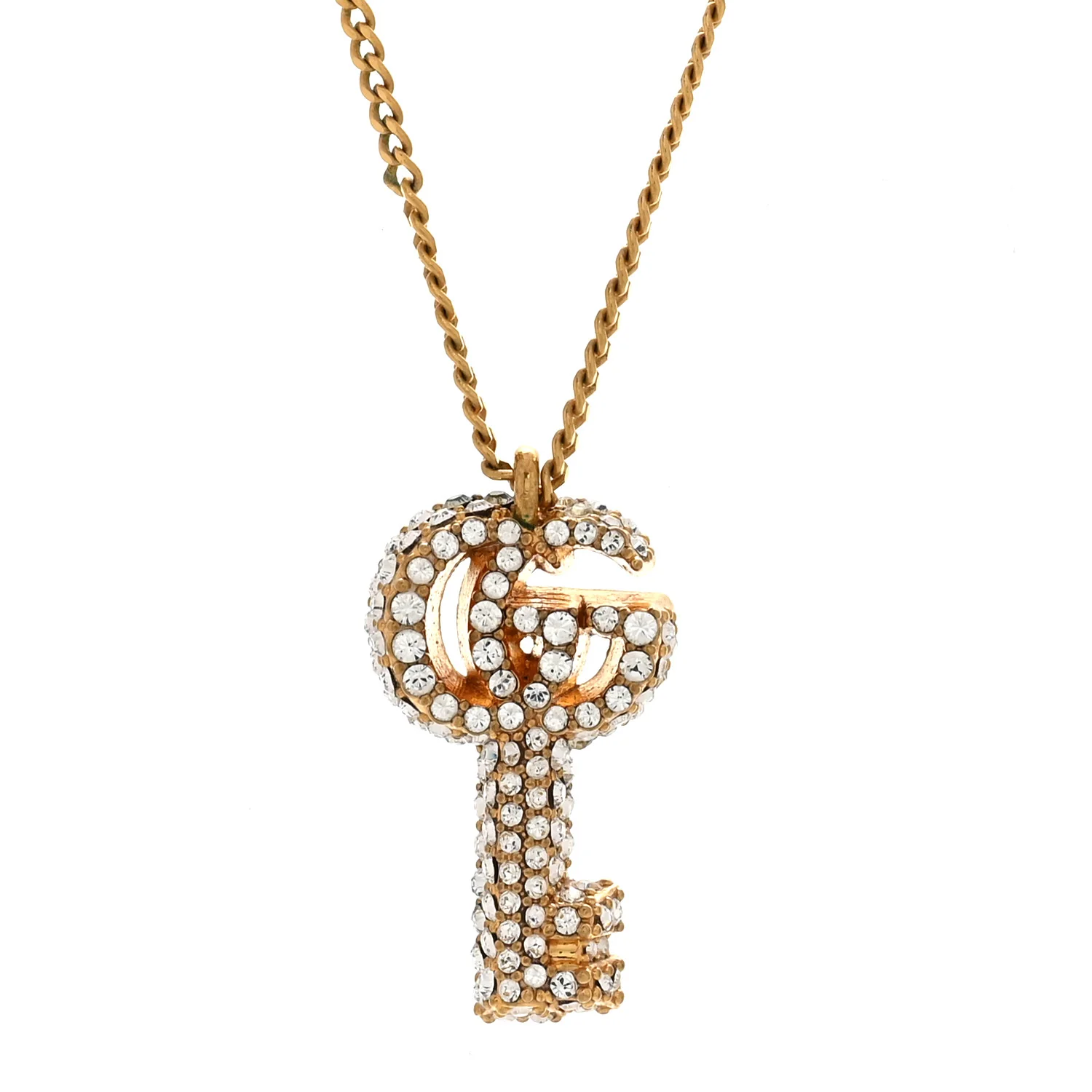 Crystal Key Pendant Necklace Gold - Image 4