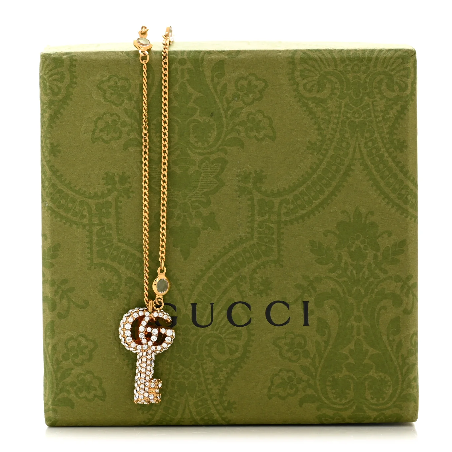 Crystal Key Pendant Necklace Gold - Image 7