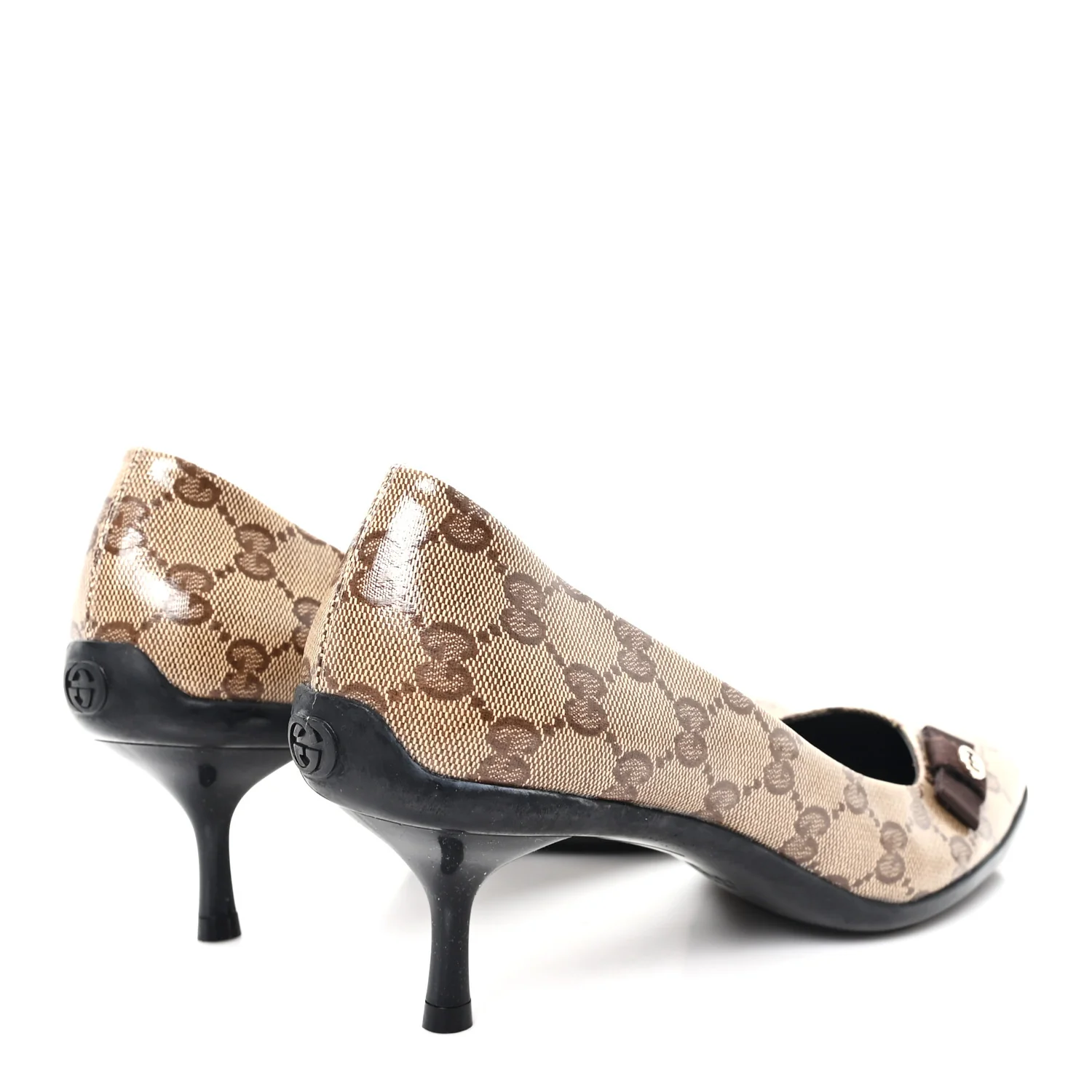 Crystal Monogram Bow Pumps 38.5 Beige Ebony Testa Di Moro - Image 5