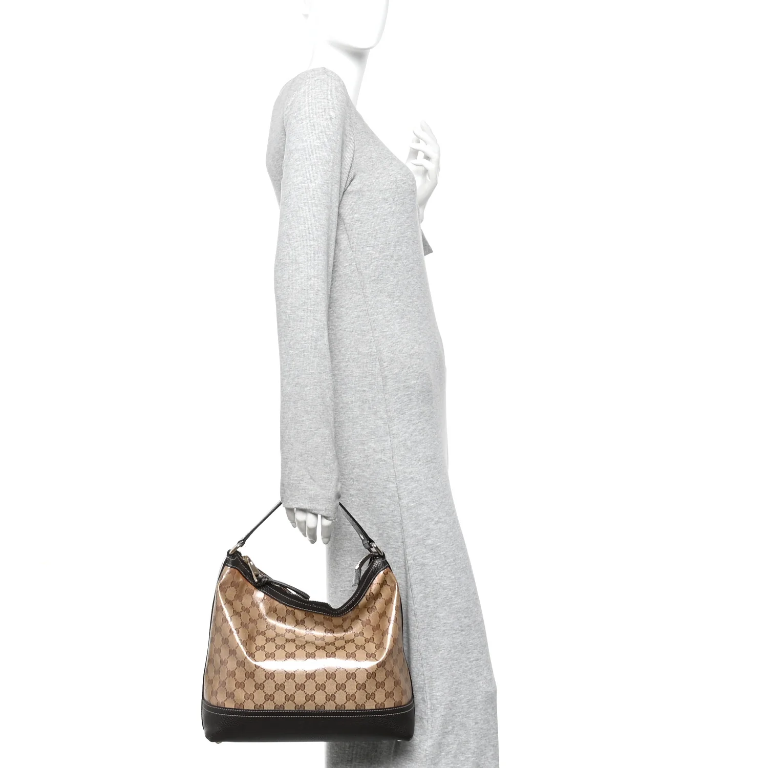 Crystal Monogram Hobo Shoulder Bag Dark Brown - Image 2