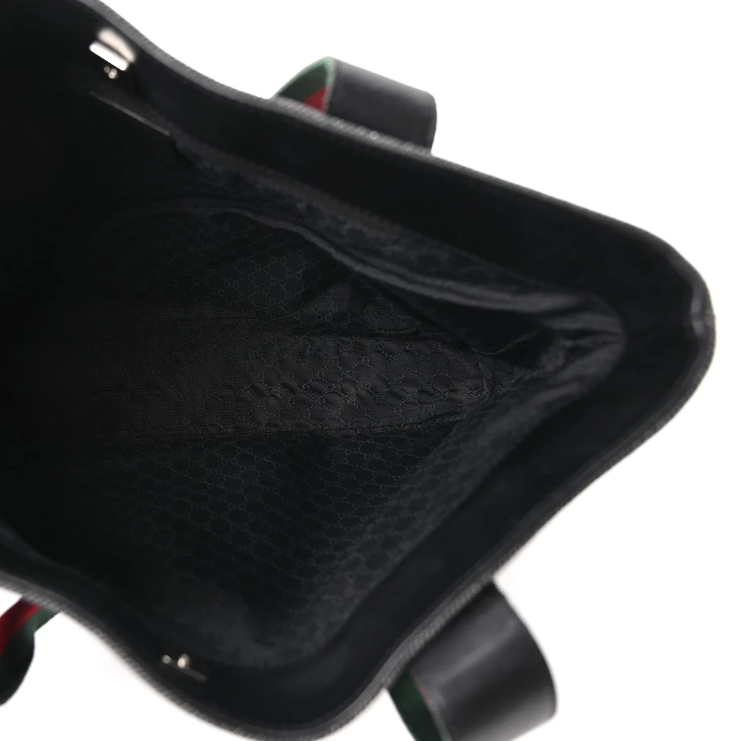 Denim Calfskin Web Tote Black - Image 5