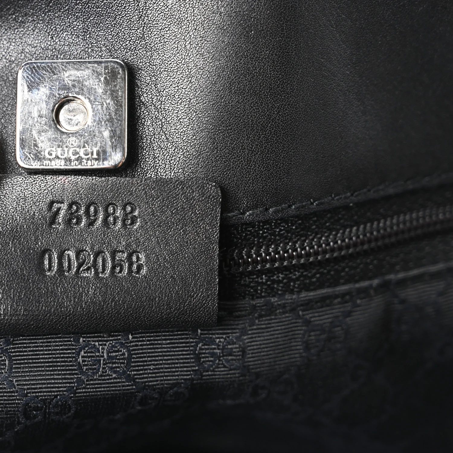 Denim Calfskin Web Tote Black - Image 7