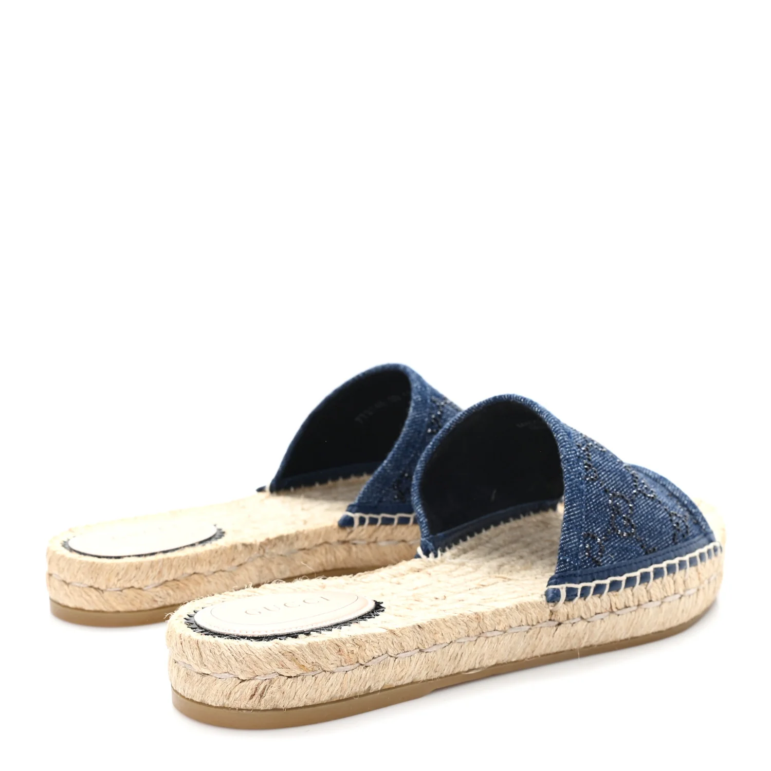Denim Crystals GG Monogram Espadrille 20mm Slide Sandals 39 Denim - Image 5