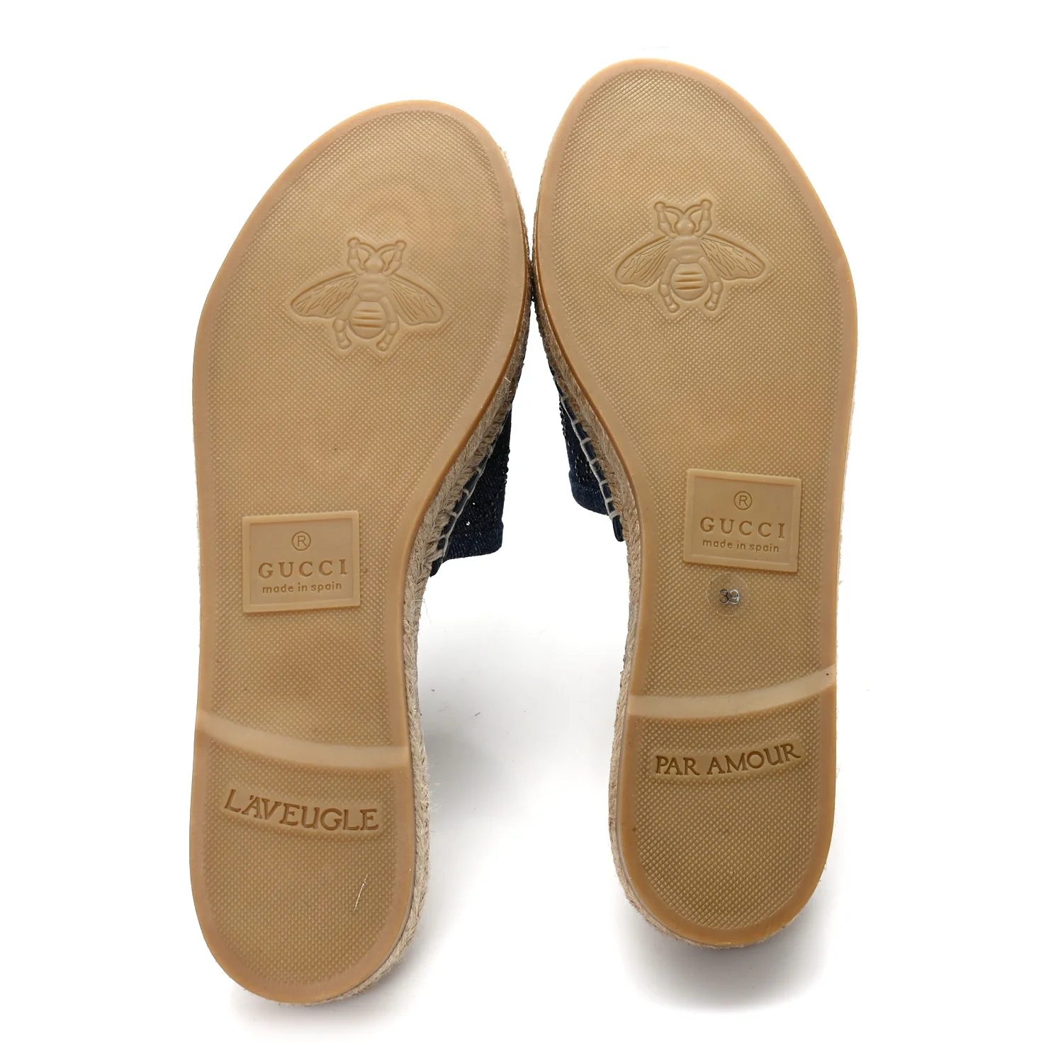 Denim Crystals GG Monogram Espadrille 20mm Slide Sandals 39 Denim - Image 6