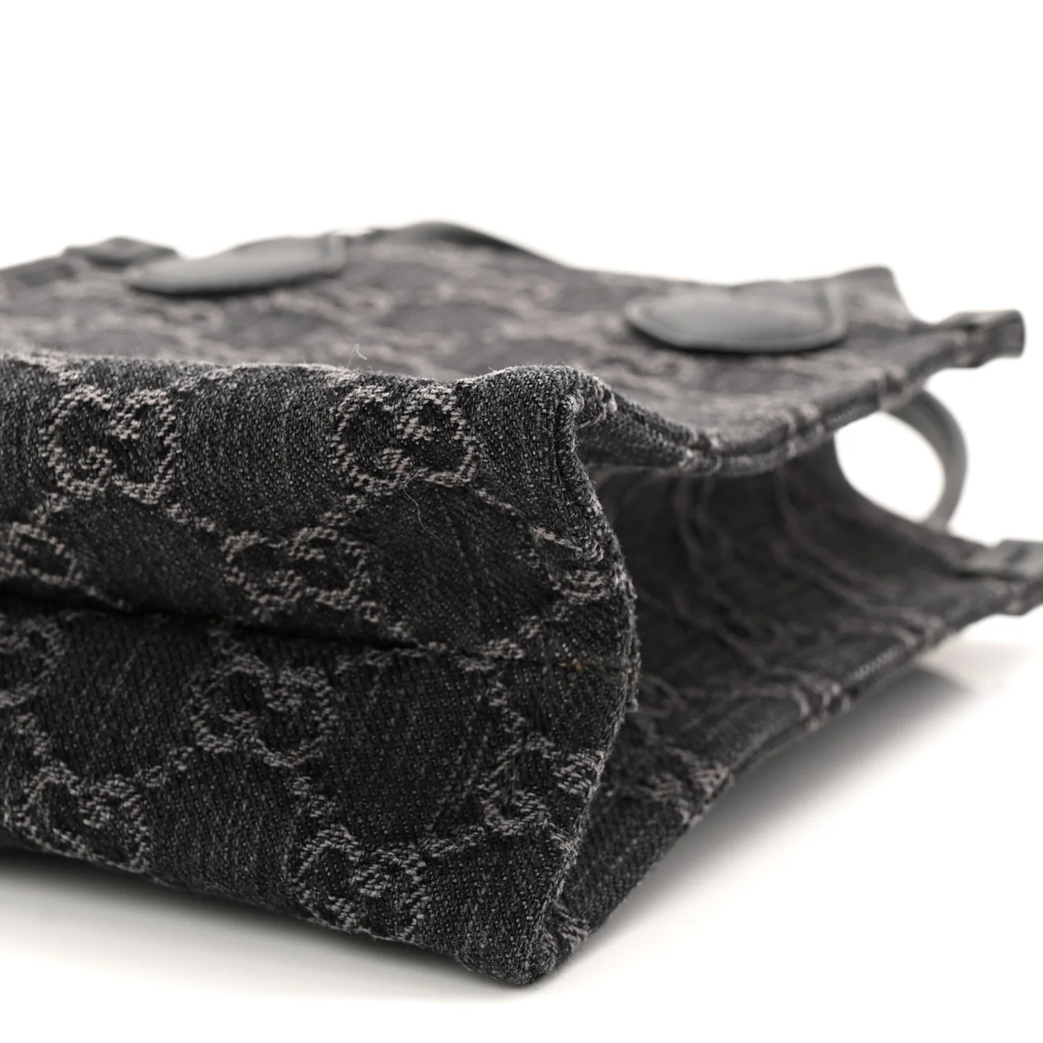 Denim Cuoio Harness GG Monogram Mini Ophidia Tote Bag Black Medium Grey - Image 10