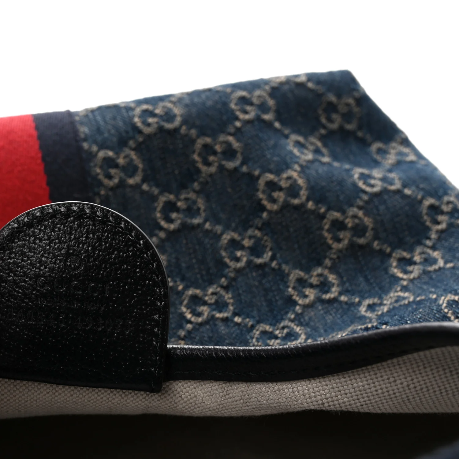 Denim GG Monogram Web Small Giglio Tote Blue White - Image 7