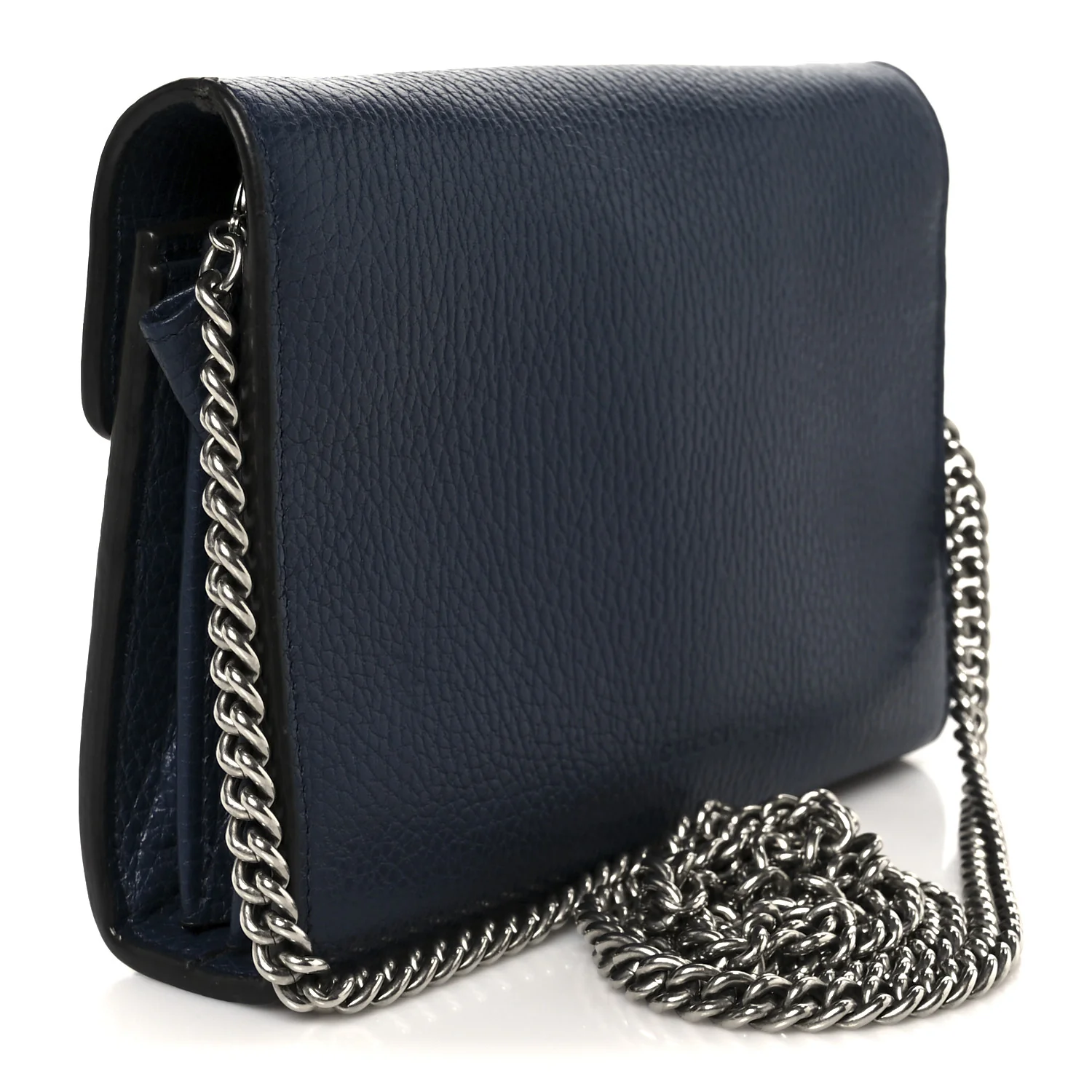Dollar Calfskin Crystal Mini Dionysus Chain Wallet Blue Agata Black Diamond - Image 3