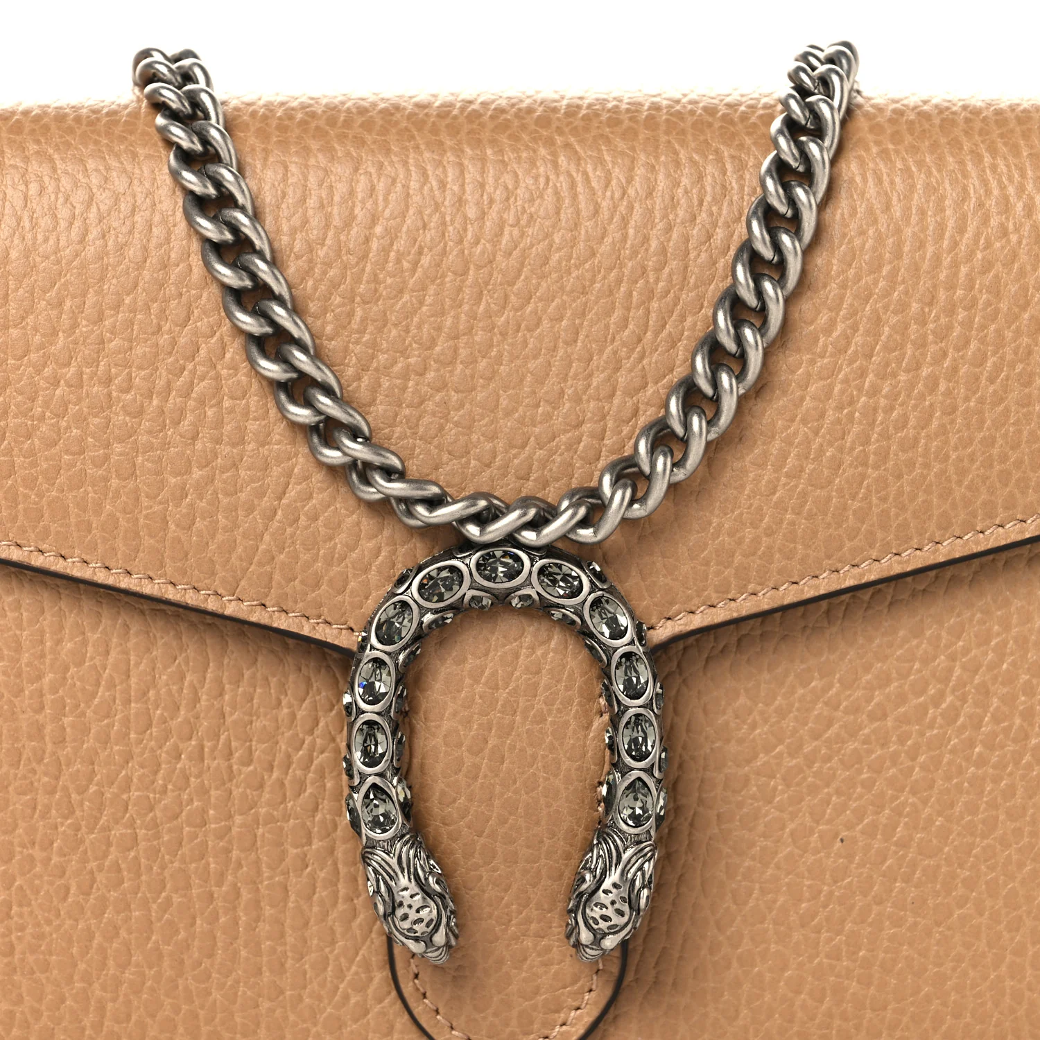 Dollar Calfskin Crystal Mini Dionysus Chain Wallet Natural Tan Black Diamond - Image 8