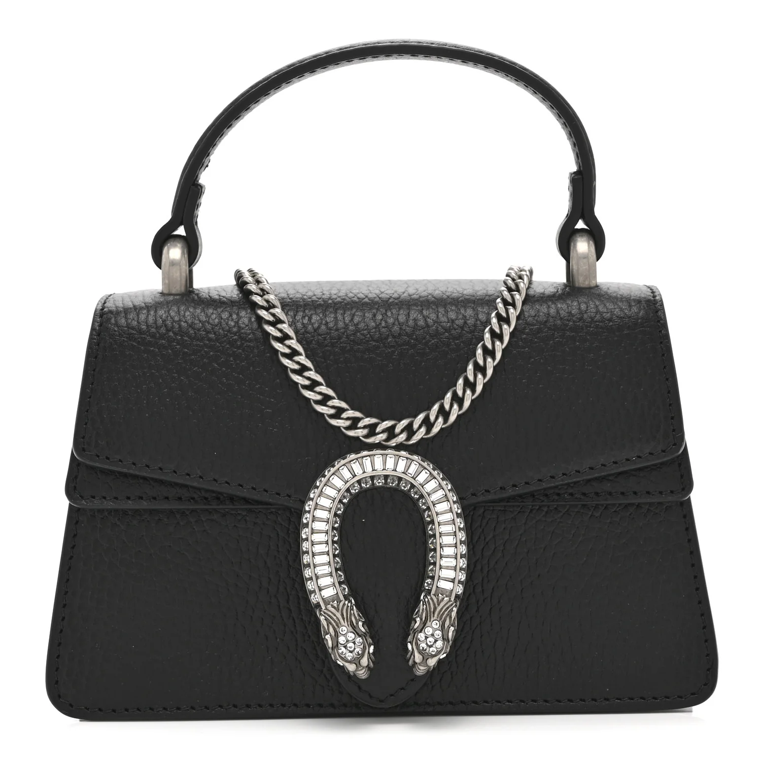 Dollar Calfskin Crystal Mini Dionysus Top Handle Bag Black Crystal