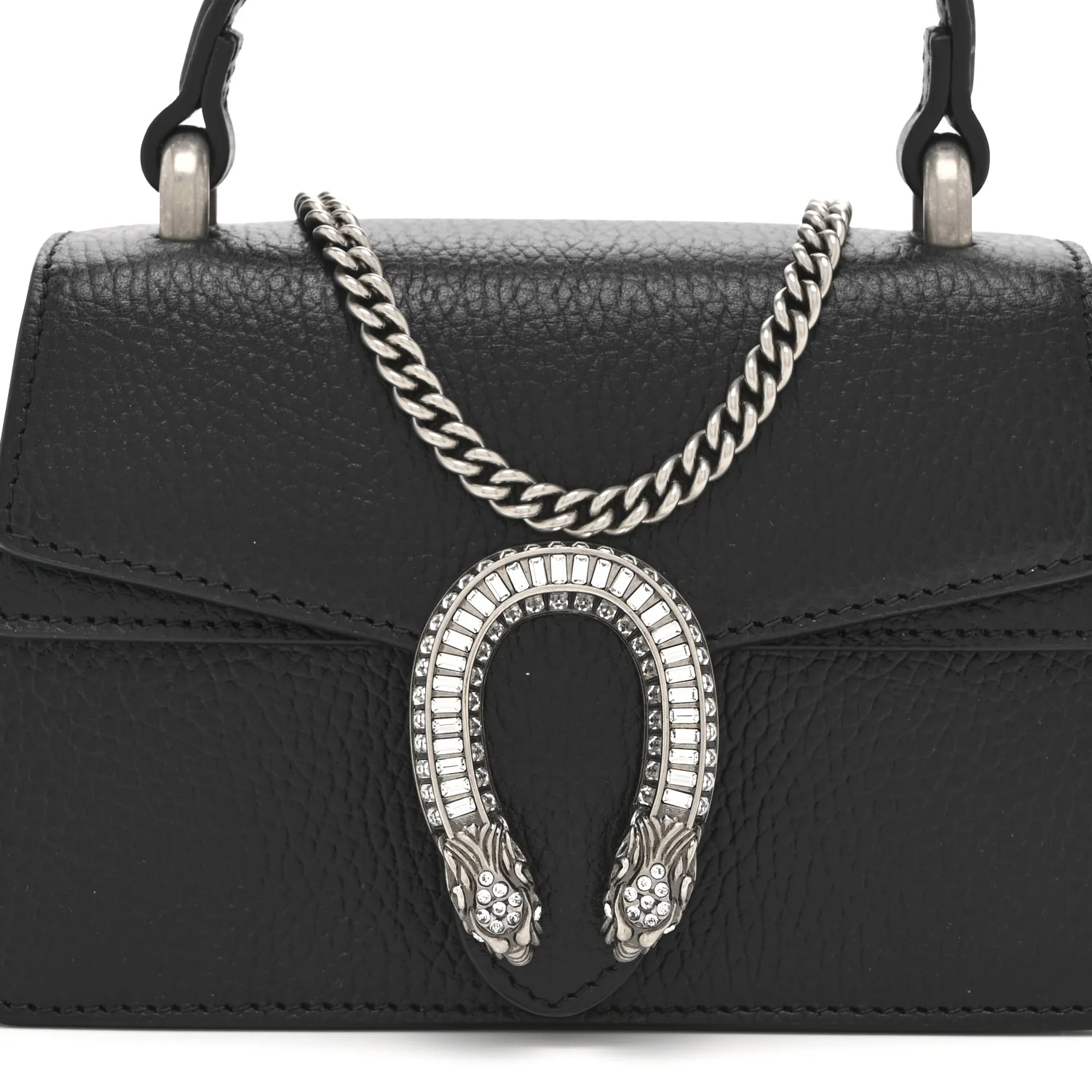 Dollar Calfskin Crystal Mini Dionysus Top Handle Bag Black Crystal - Image 8