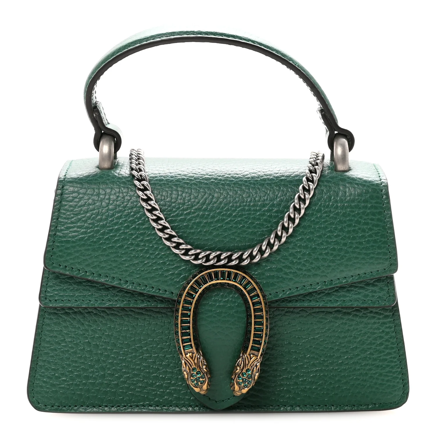 Dollar Calfskin Crystal Mini Dionysus Top Handle Bag Emerald