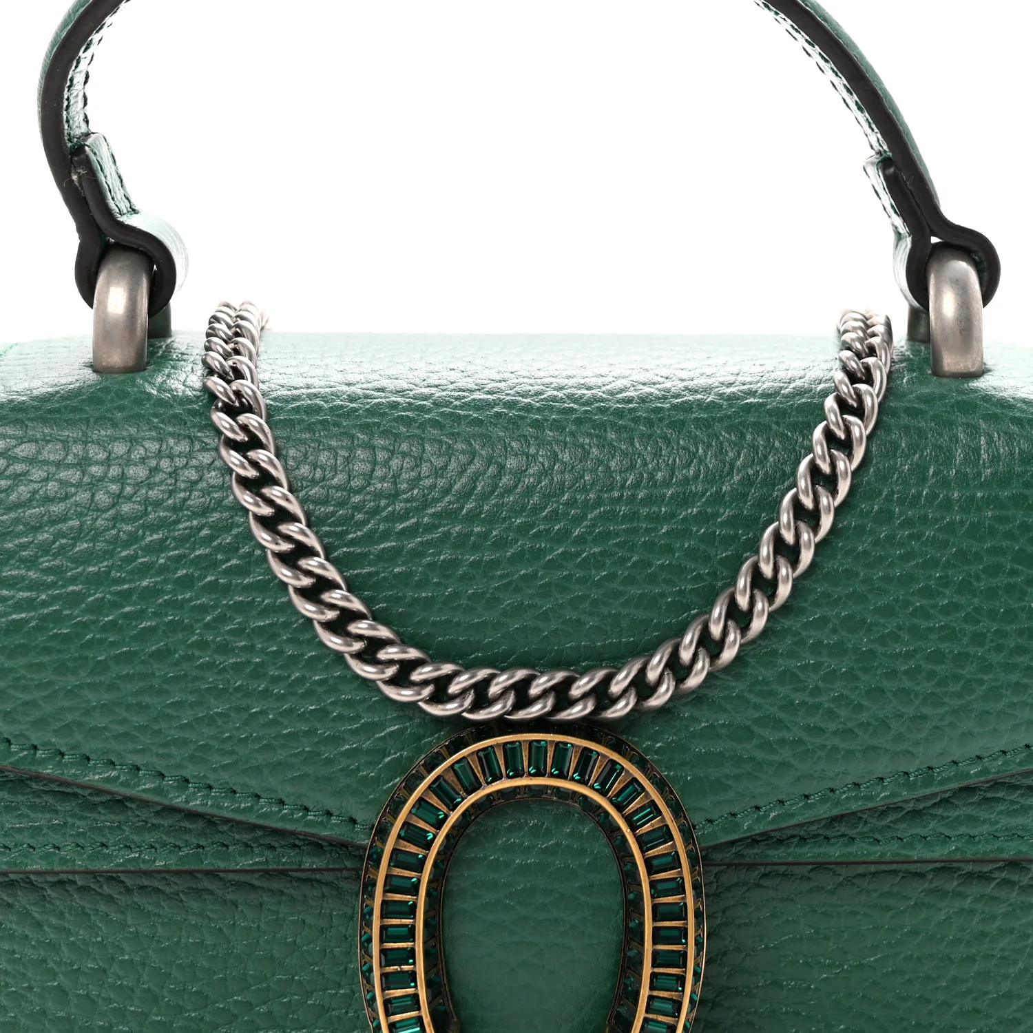 Dollar Calfskin Crystal Mini Dionysus Top Handle Bag Emerald - Image 7