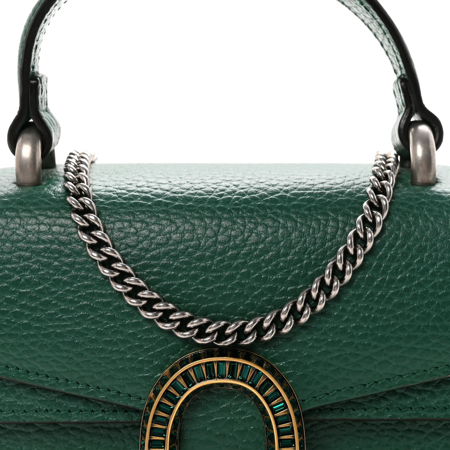 Dollar Calfskin Crystal Mini Dionysus Top Handle Bag Emerald - Image 7