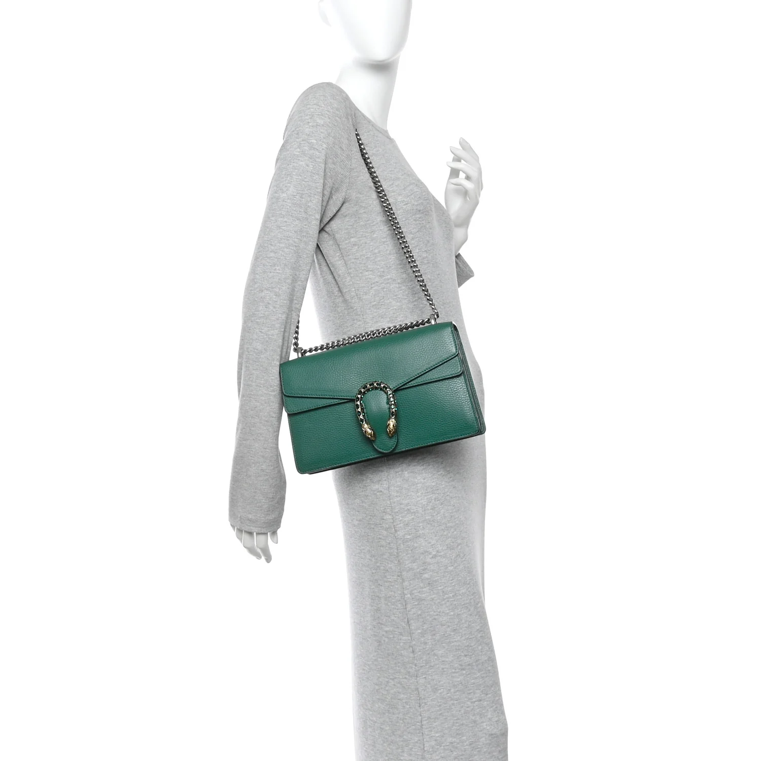 Dollar Calfskin Crystal Small Dionysus Shoulder Bag Emerald - Image 2