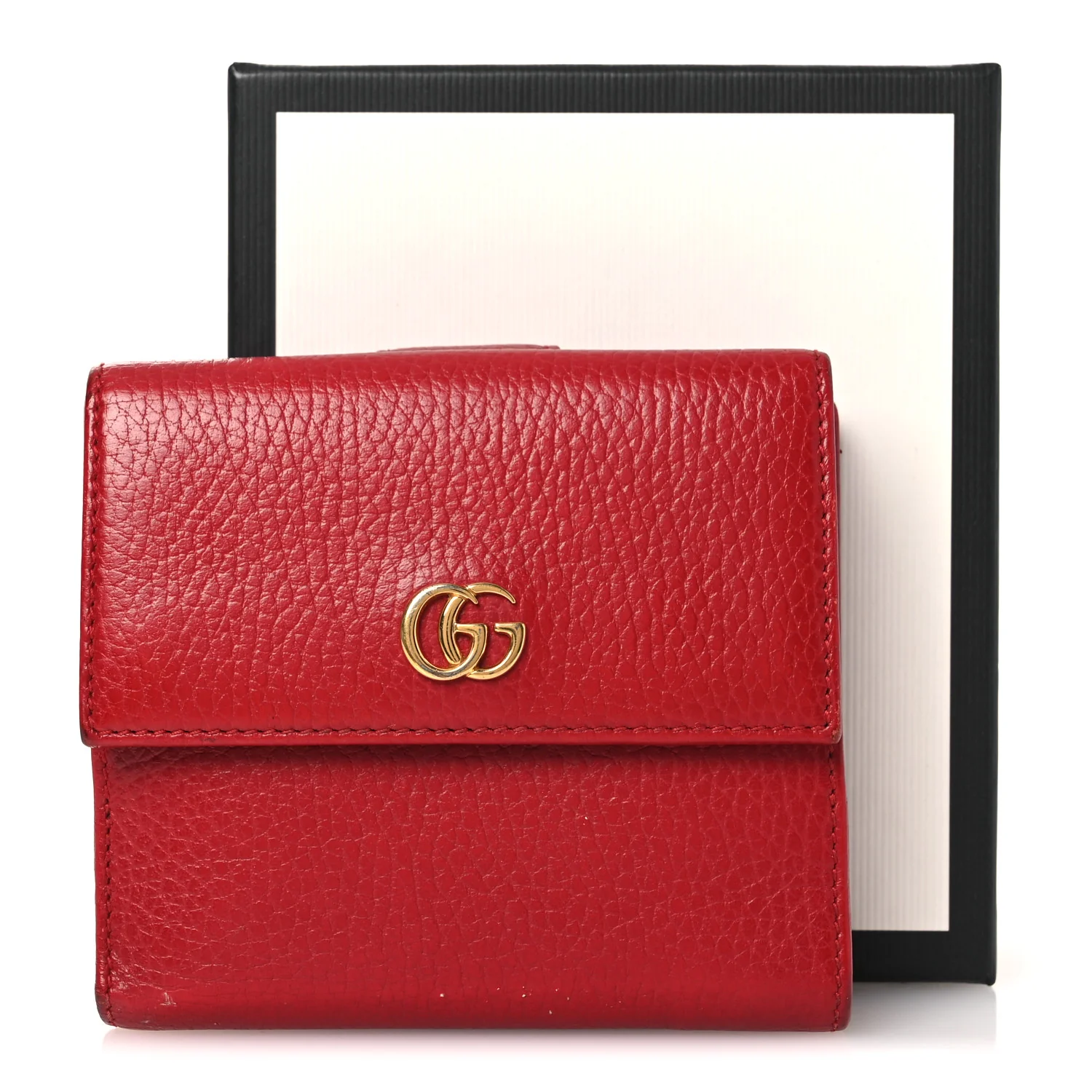 Dollar Calfskin Double G French Flap Wallet Hibiscus Red - Image 12