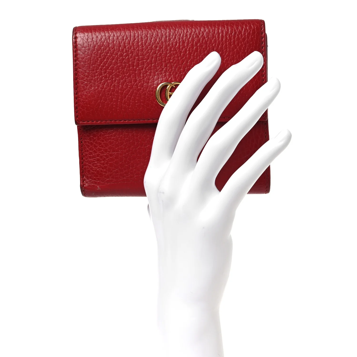 Dollar Calfskin Double G French Flap Wallet Hibiscus Red - Image 2
