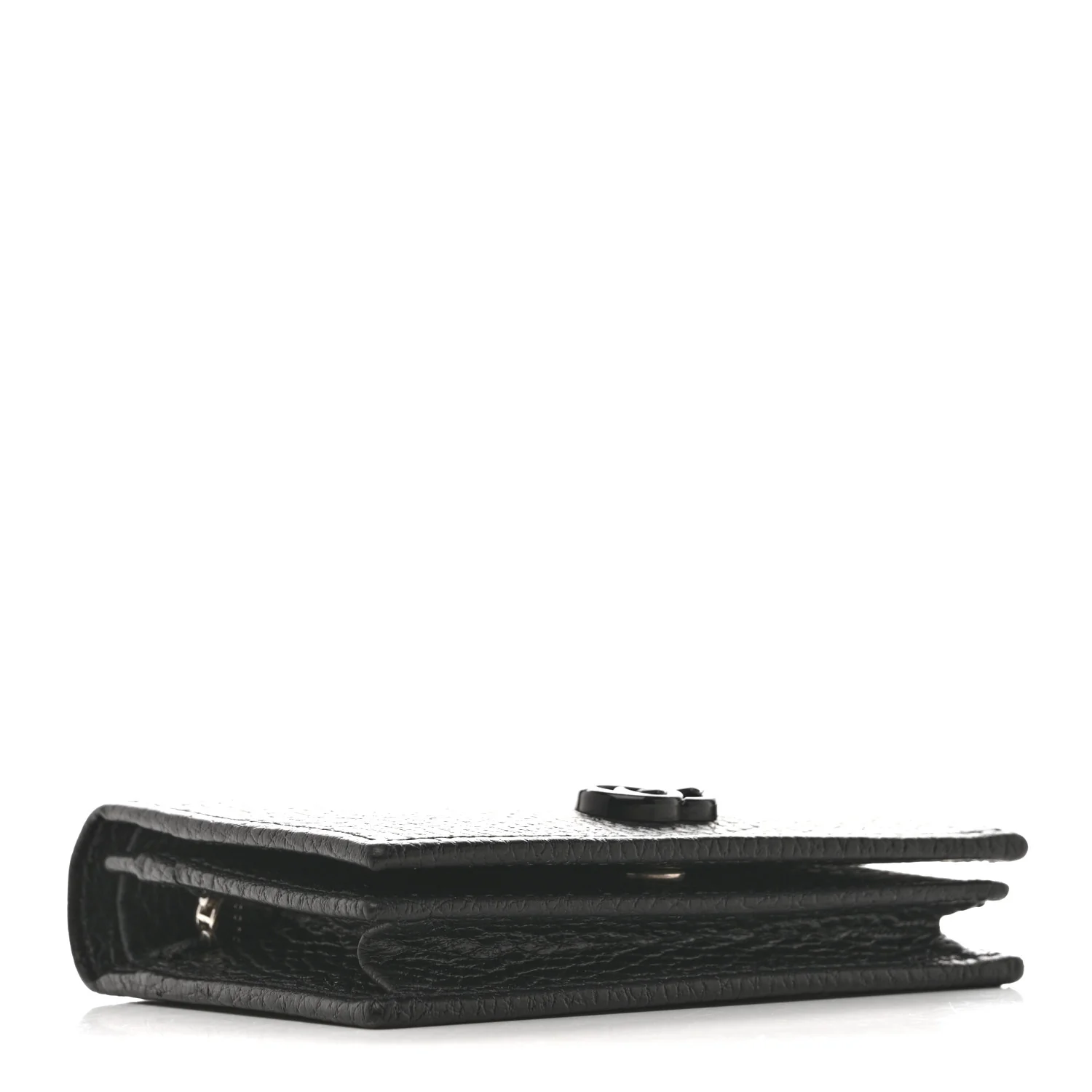 Dollar Calfskin Enamel Monochrome GG Marmont Card Case Black - Image 4