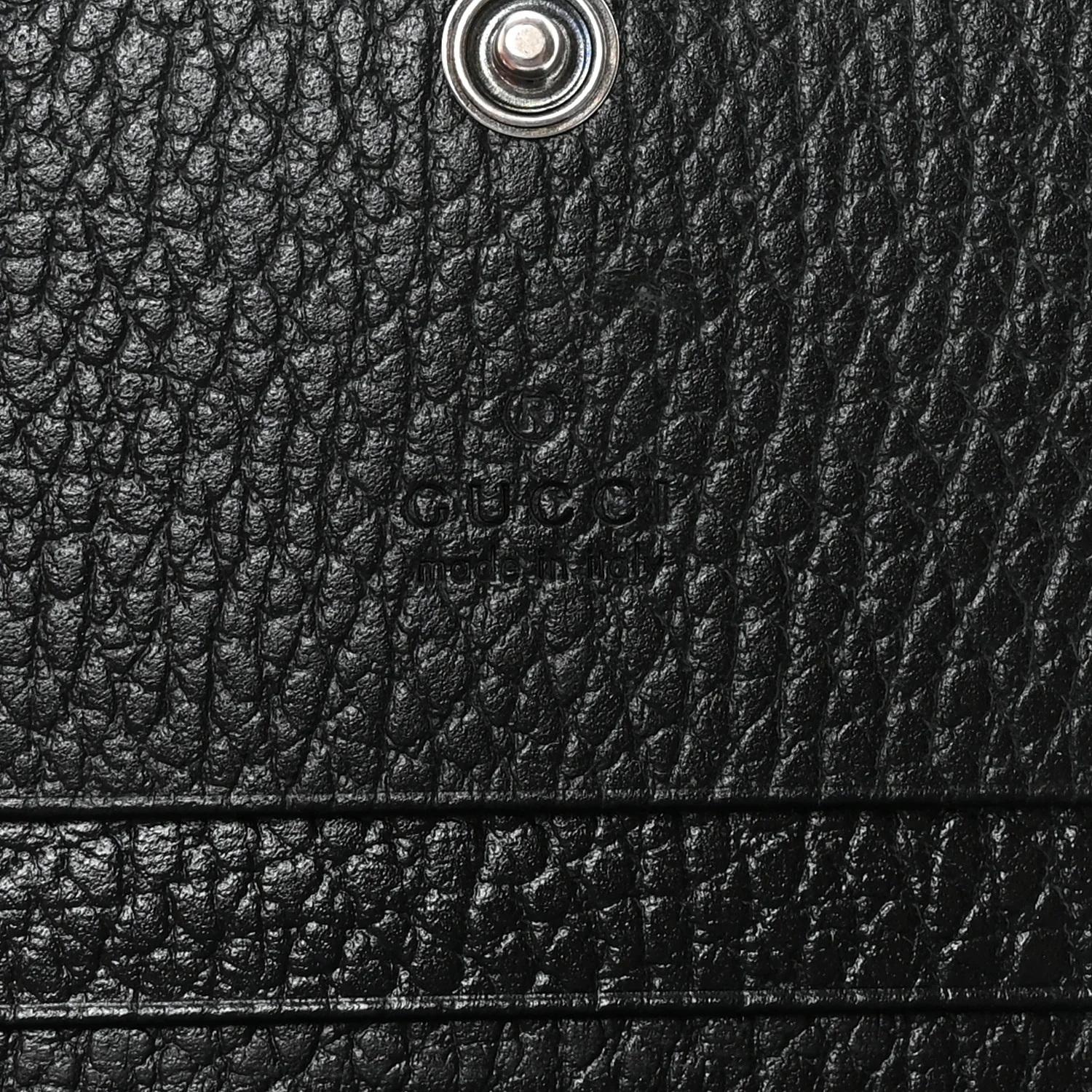 Dollar Calfskin Enamel Monochrome GG Marmont Card Case Black - Image 6