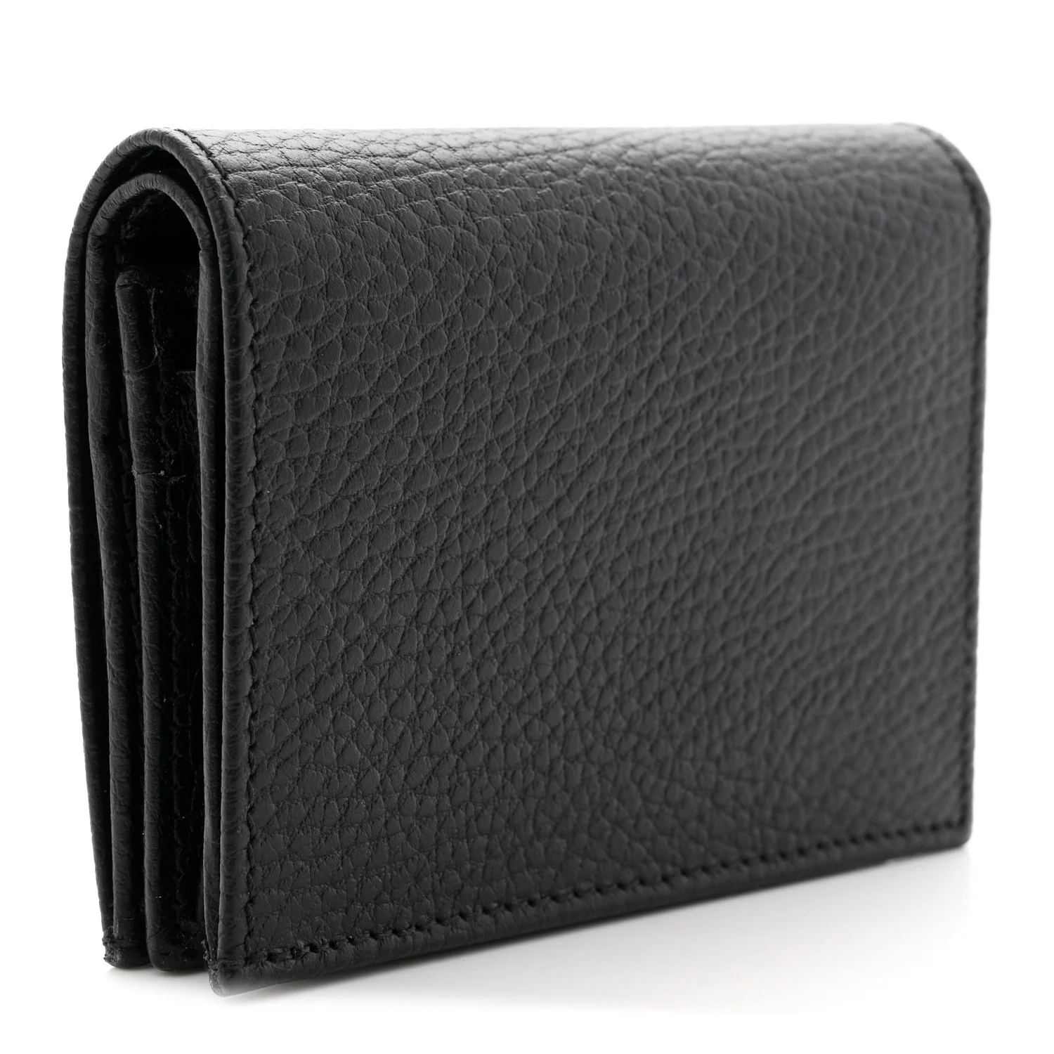 Dollar Calfskin Enamel Monochrome GG Marmont Card Case Black - Image 3