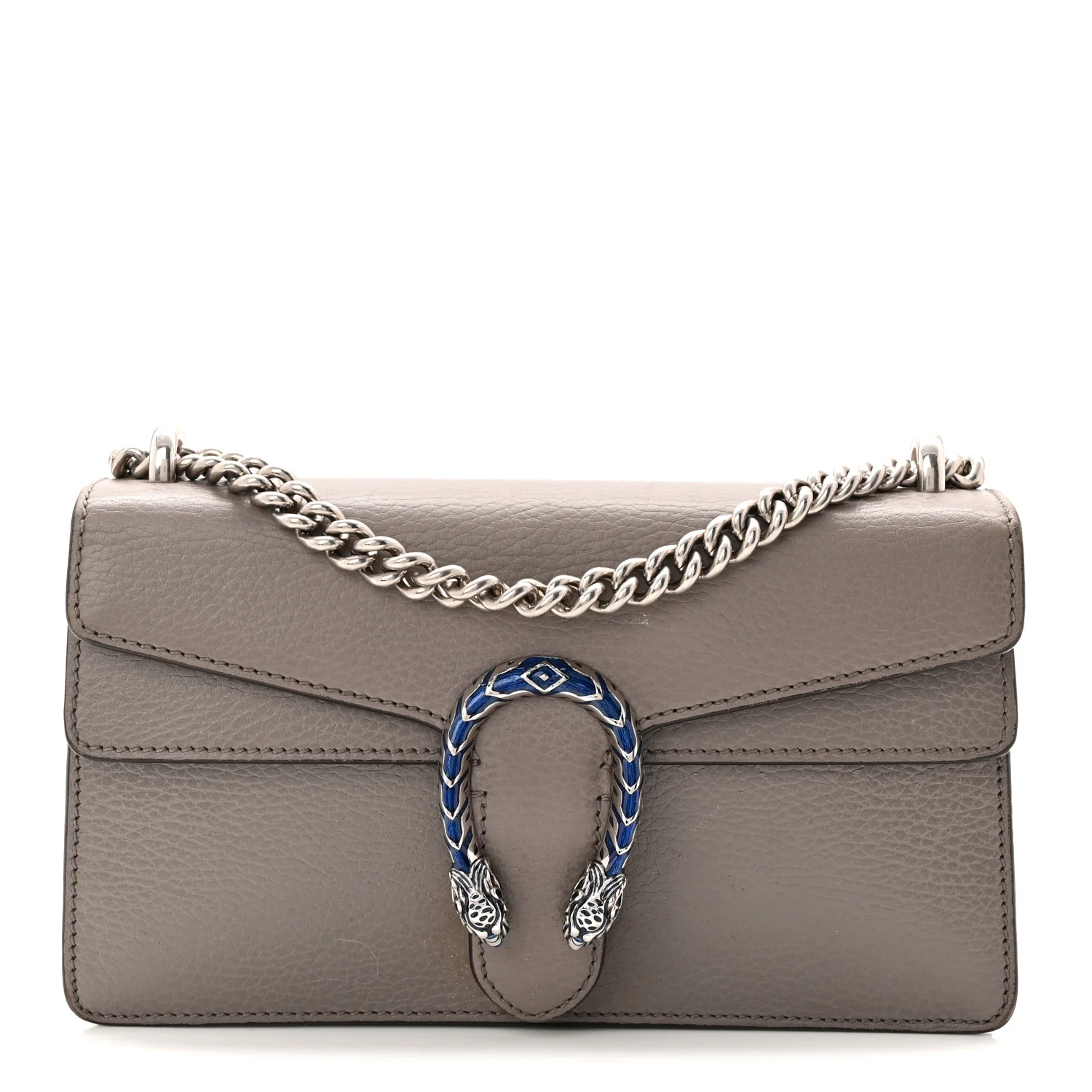 Dollar Calfskin Enamel Small Dionysus Shoulder Bag Dusty Grey Electric Blue