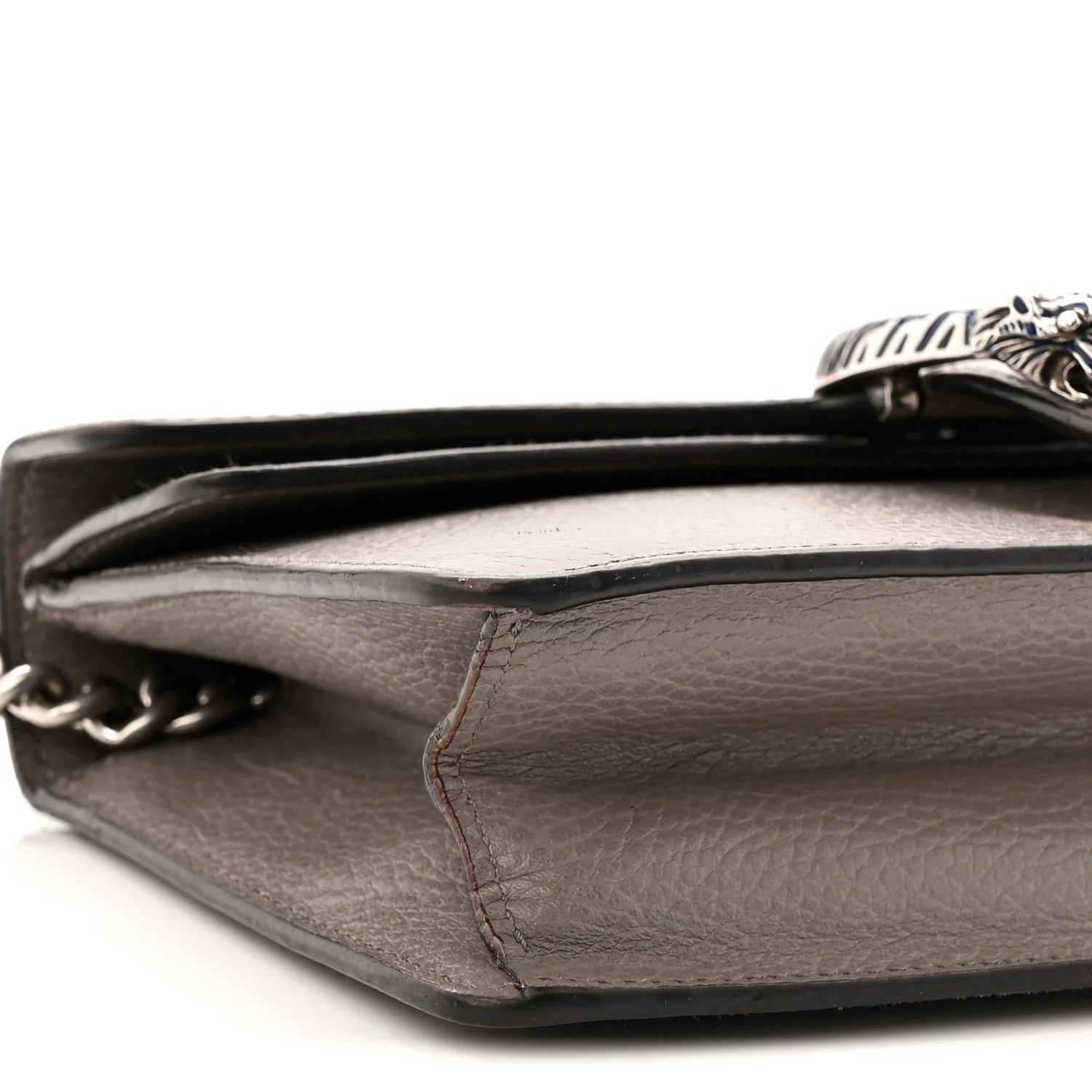Dollar Calfskin Enamel Small Dionysus Shoulder Bag Dusty Grey Electric Blue - Image 9