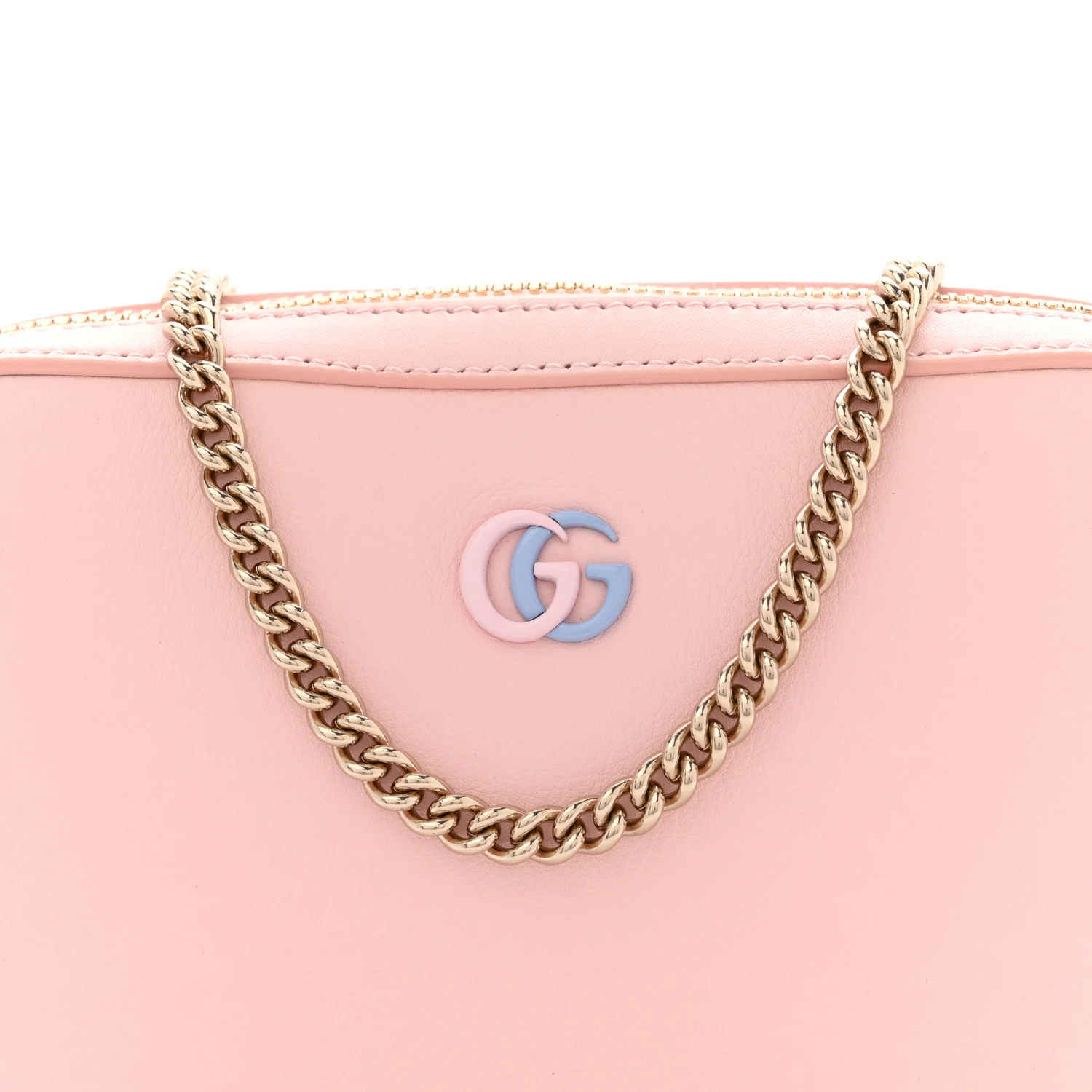 Dollar Calfskin Enamel Super Mini GG Marmont Chain Shoulder Bag Light Pink Blue - Image 8