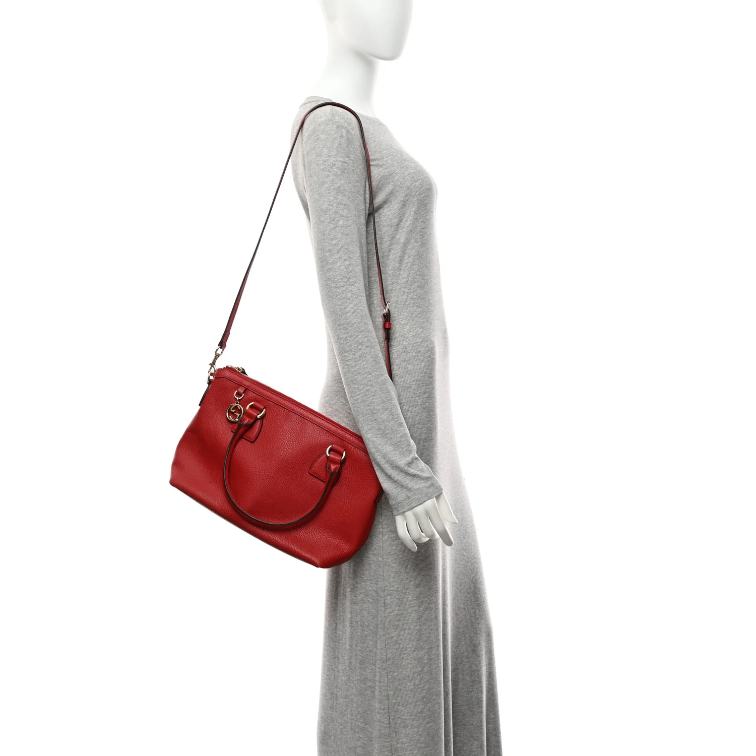 Dollar Calfskin GG Charm Satchel Red - Image 2