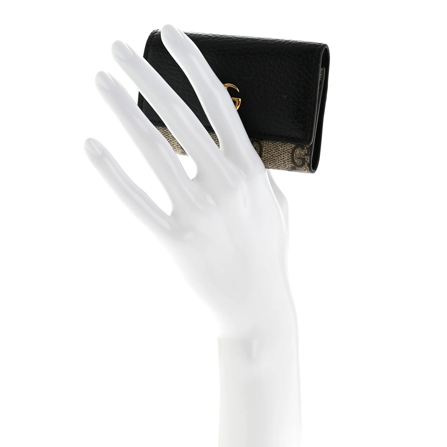 Dollar Calfskin GG Supreme Monogram GG Marmont 6 Key Holder Case Black Beige Ebony - Image 2