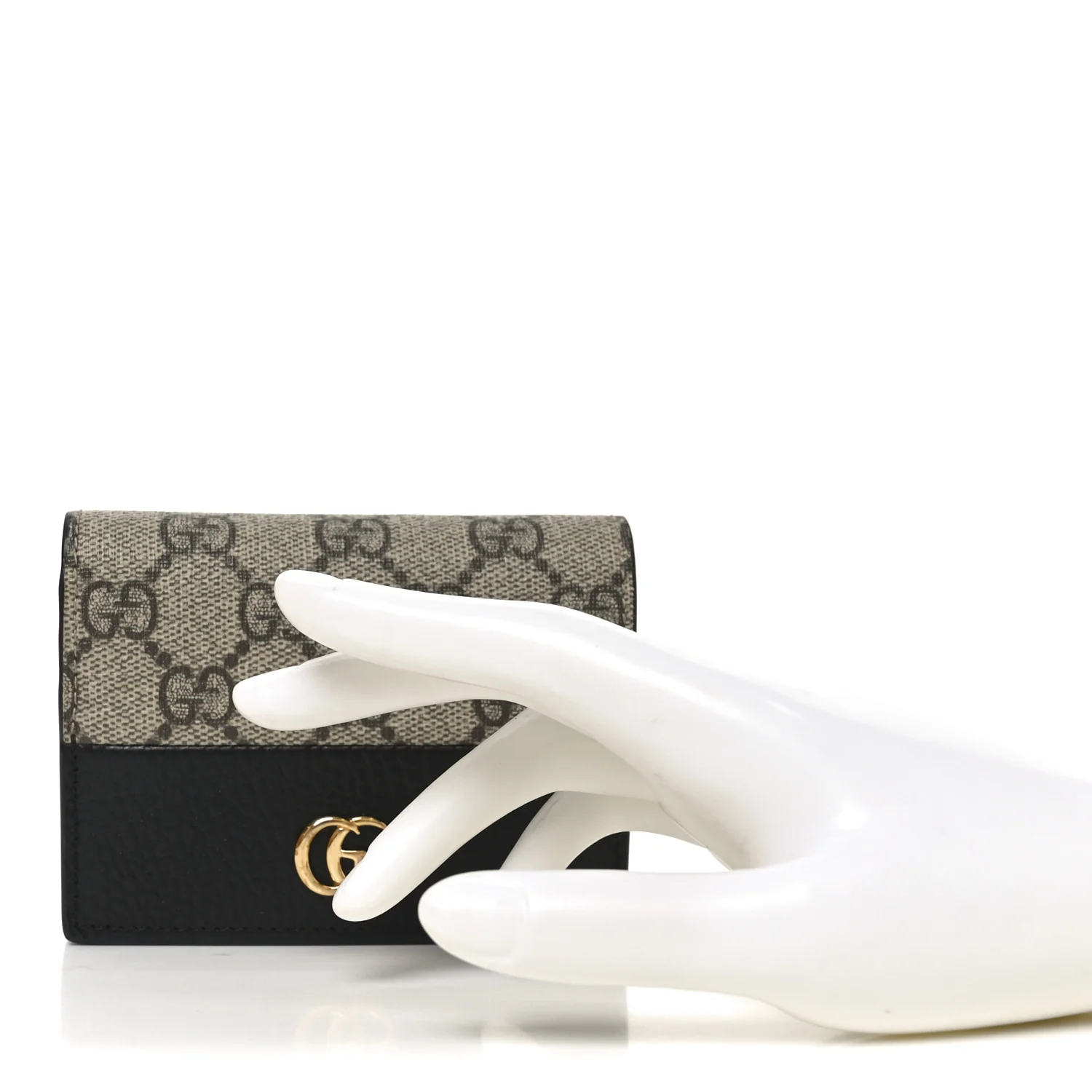 Dollar Calfskin GG Supreme Monogram GG Marmont Card Case Black Beige Ebony - Image 2
