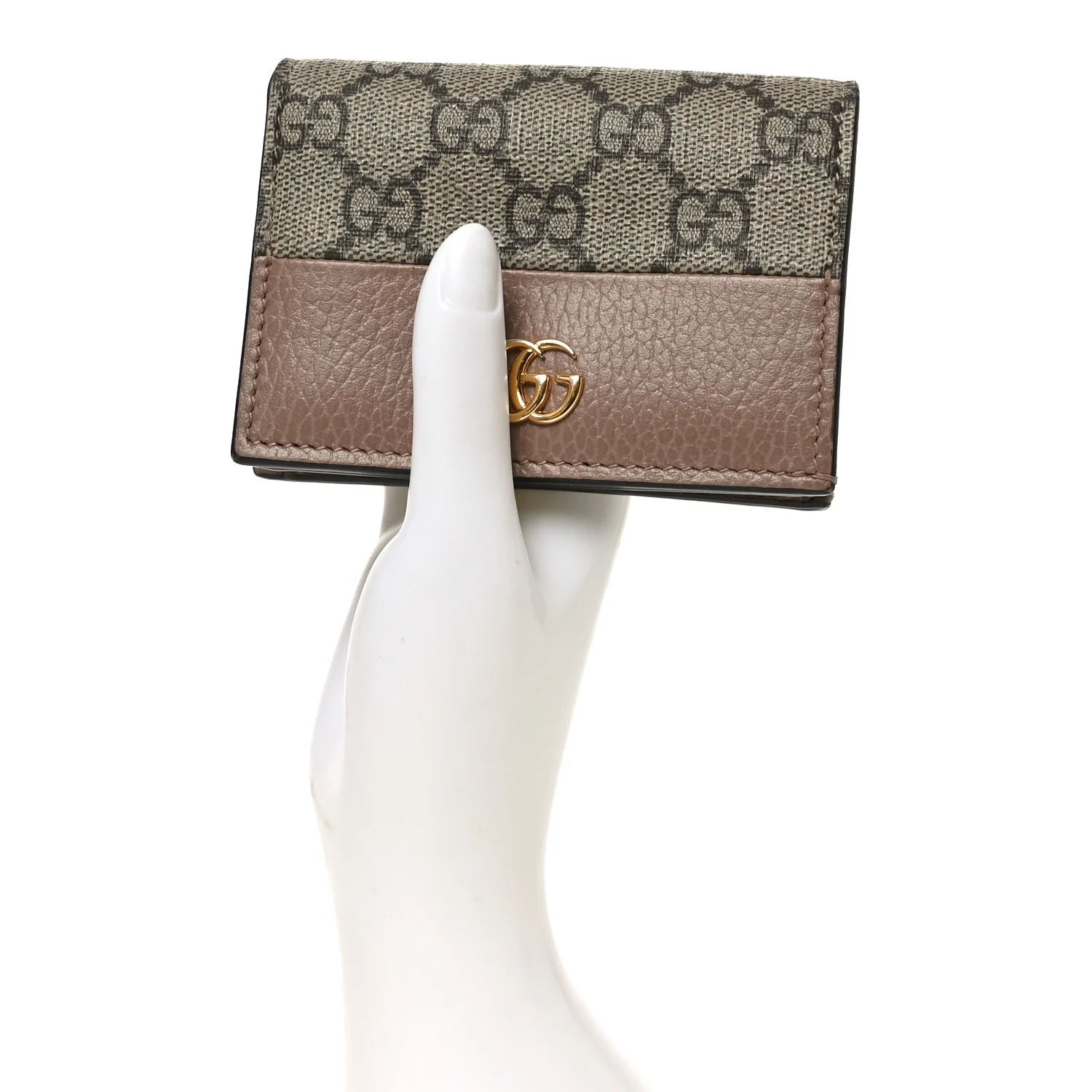 Dollar Calfskin GG Supreme Monogram GG Marmont Card Case Porcelain Rose Beige Ebony - Image 2
