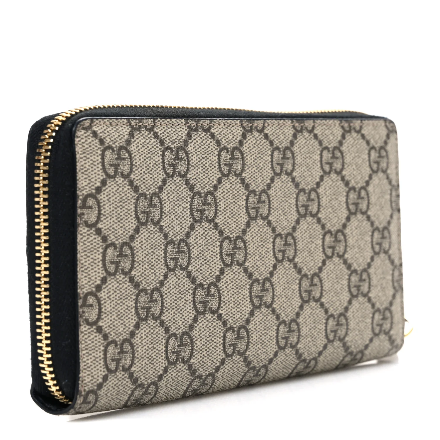 Dollar Calfskin GG Supreme Monogram GG Marmont Zip Around Wallet Black Beige Ebony - Image 3