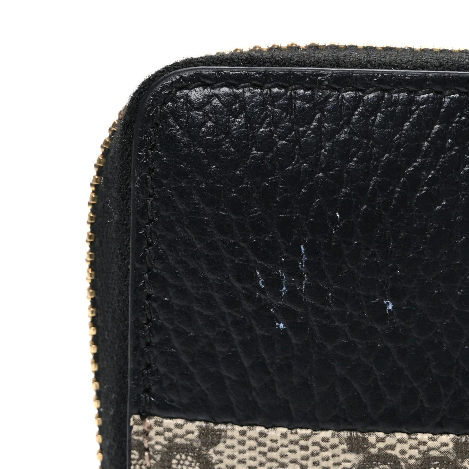 Dollar Calfskin GG Supreme Monogram GG Marmont Zip Around Wallet Black Beige Ebony - Image 7