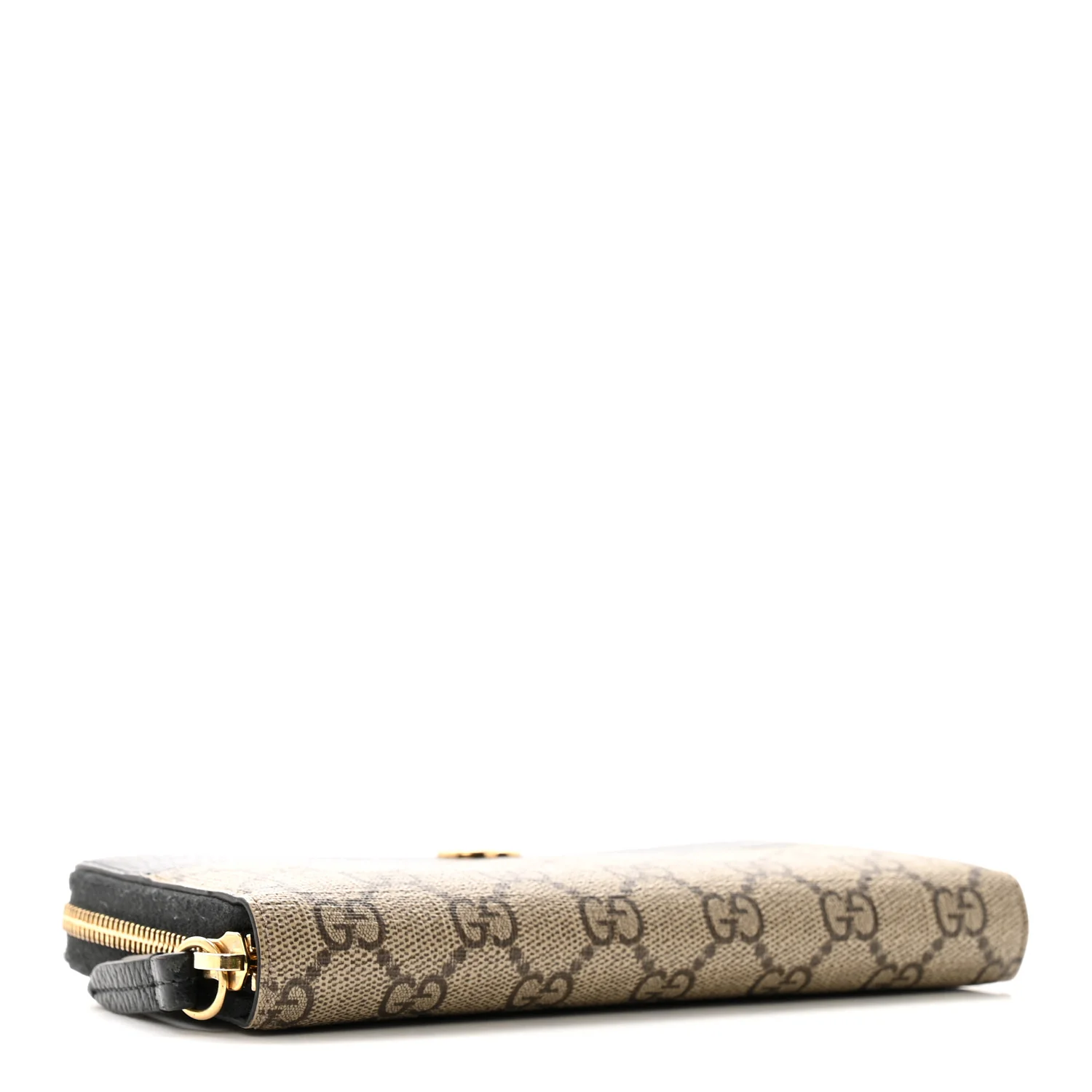 Dollar Calfskin GG Supreme Monogram GG Marmont Zip Around Wallet Black Beige Ebony - Image 4