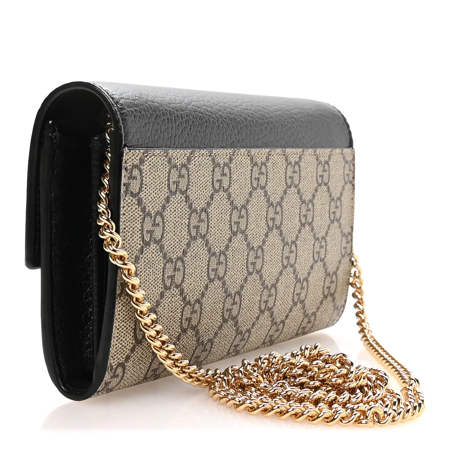 Dollar Calfskin GG Supreme Monogram Petite GG Marmont Wallet Chain Bag Black Beige Ebony - Image 3